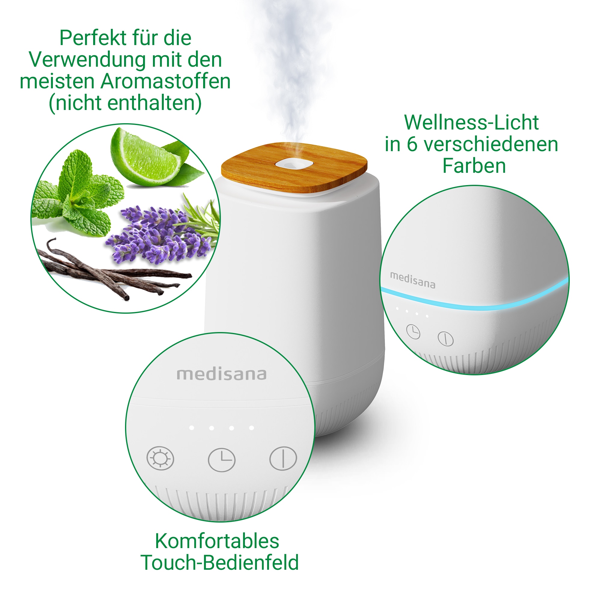 Medisana Diffuser »AD 650 Aroma Diffusor, für besseres Wohlbefinden«, 0,2 l Wassertank, Timer-Funktion:
2, 4, 6, & 8 Std.
mit LED-Anzeige