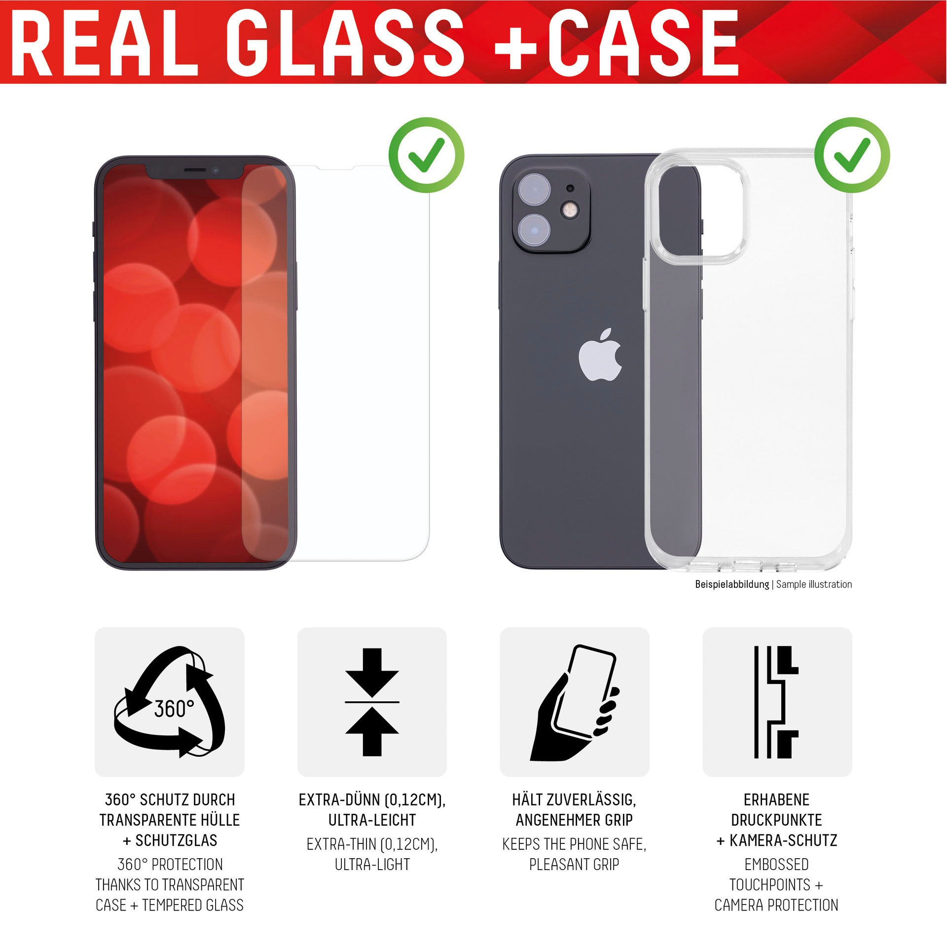 Displex Displayschutzglas »Real Glass + Case - iPhone 14«, für iPhone 14