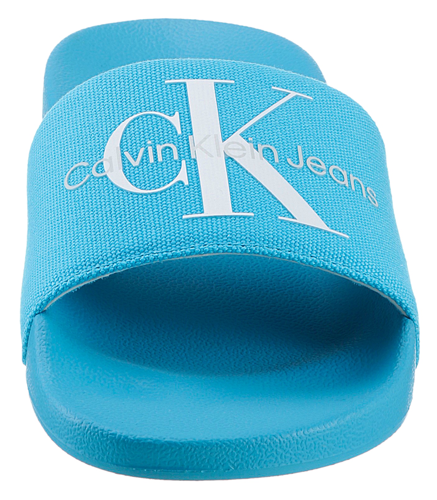 Calvin Klein Jeans Badepantolette »FANNY SLIDE MONOGRAM«, Sommerschuh, Schlappen, Badeschuh, Poolslides mit breiter Bandage