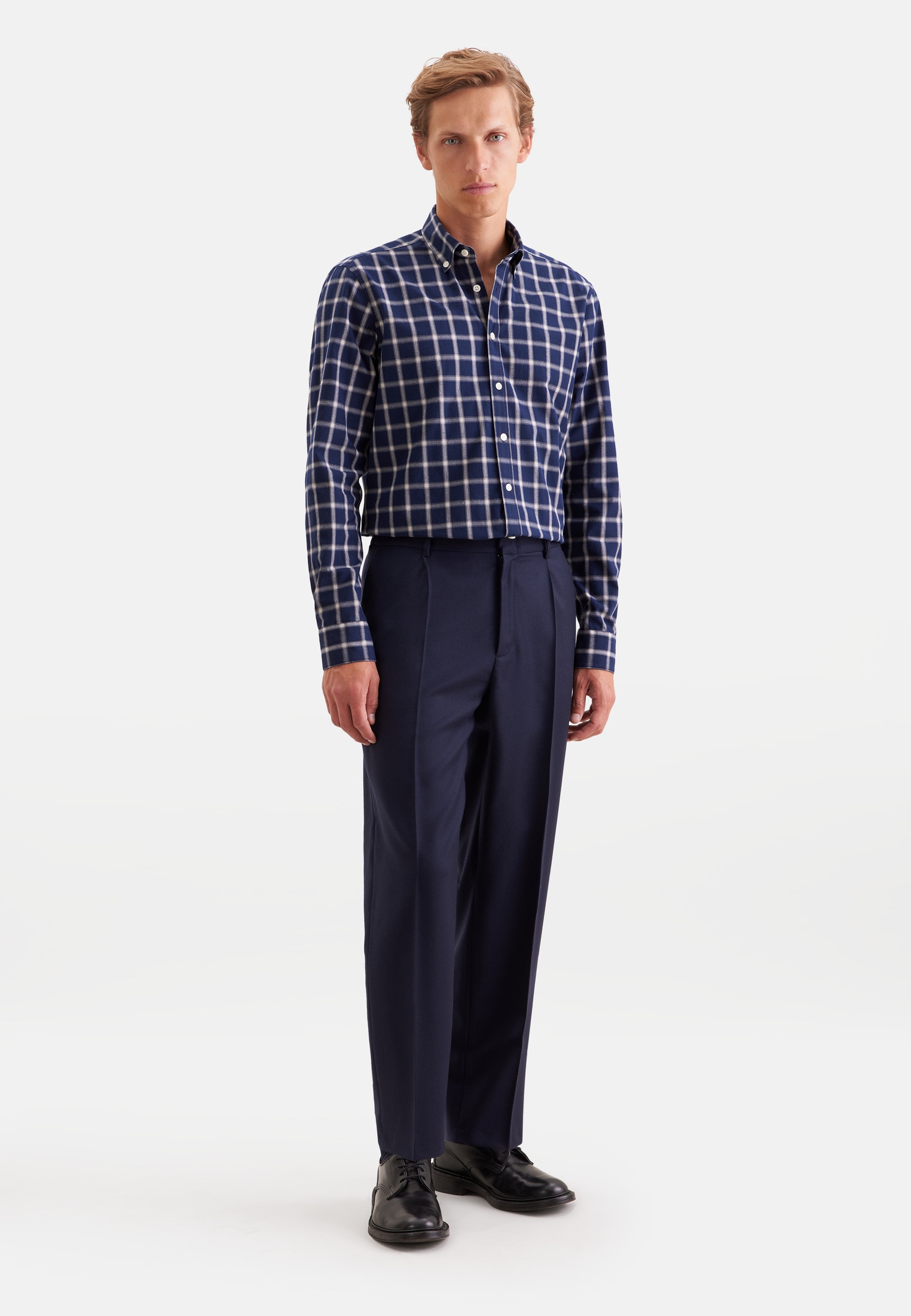 seidensticker Businesshemd Regular 1/1 Button-Down-Kragen Karo