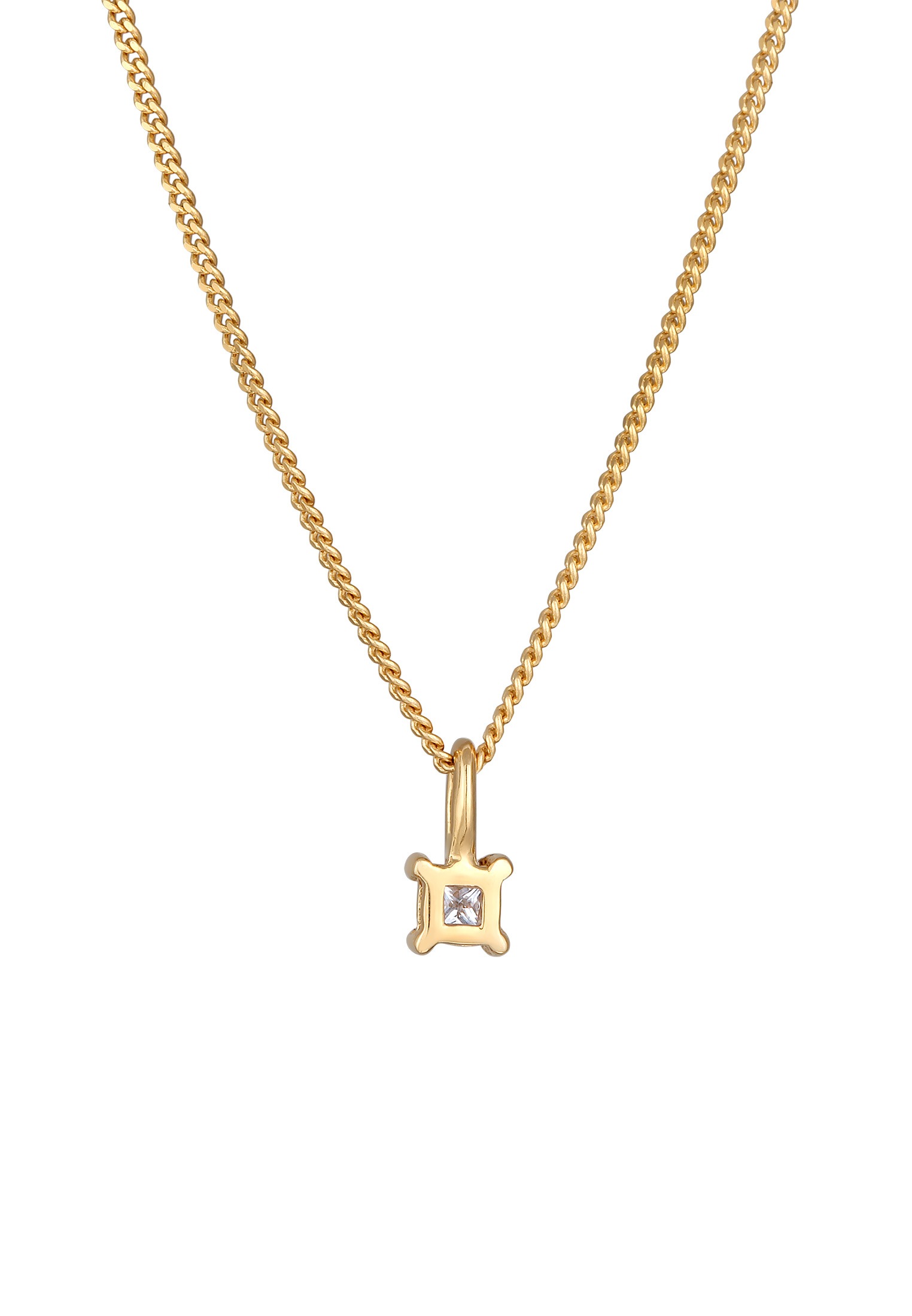 Elli DIAMONDS Silberkette »Halskette Diamant (0.1 ct) Viereck Solitär 925 Silber« 1