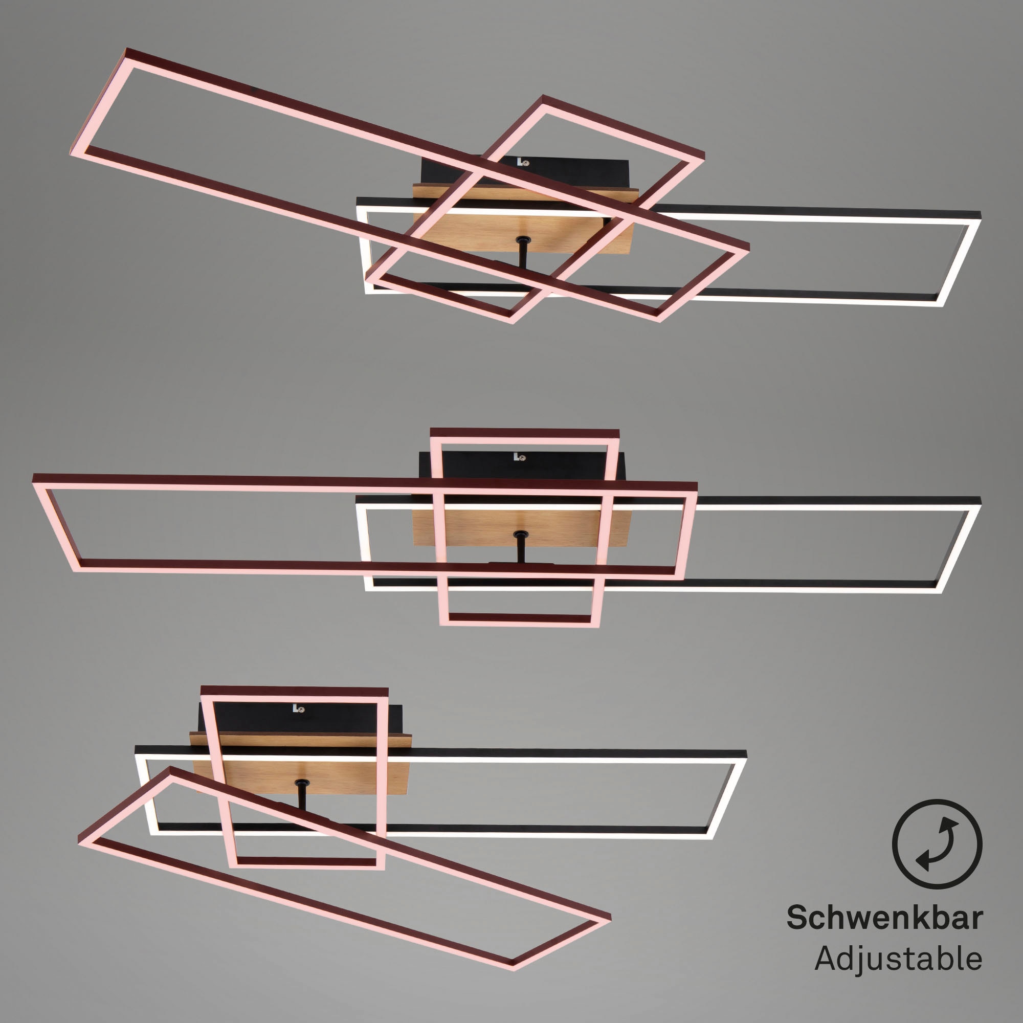 Briloner Leuchten LED Deckenleuchte »3156018 FRAME«, 2 flammig, Deckenlampe, 104x42x10cm, Chrom, 55W, Wohnzimmer, Schlafzimmer, Küche