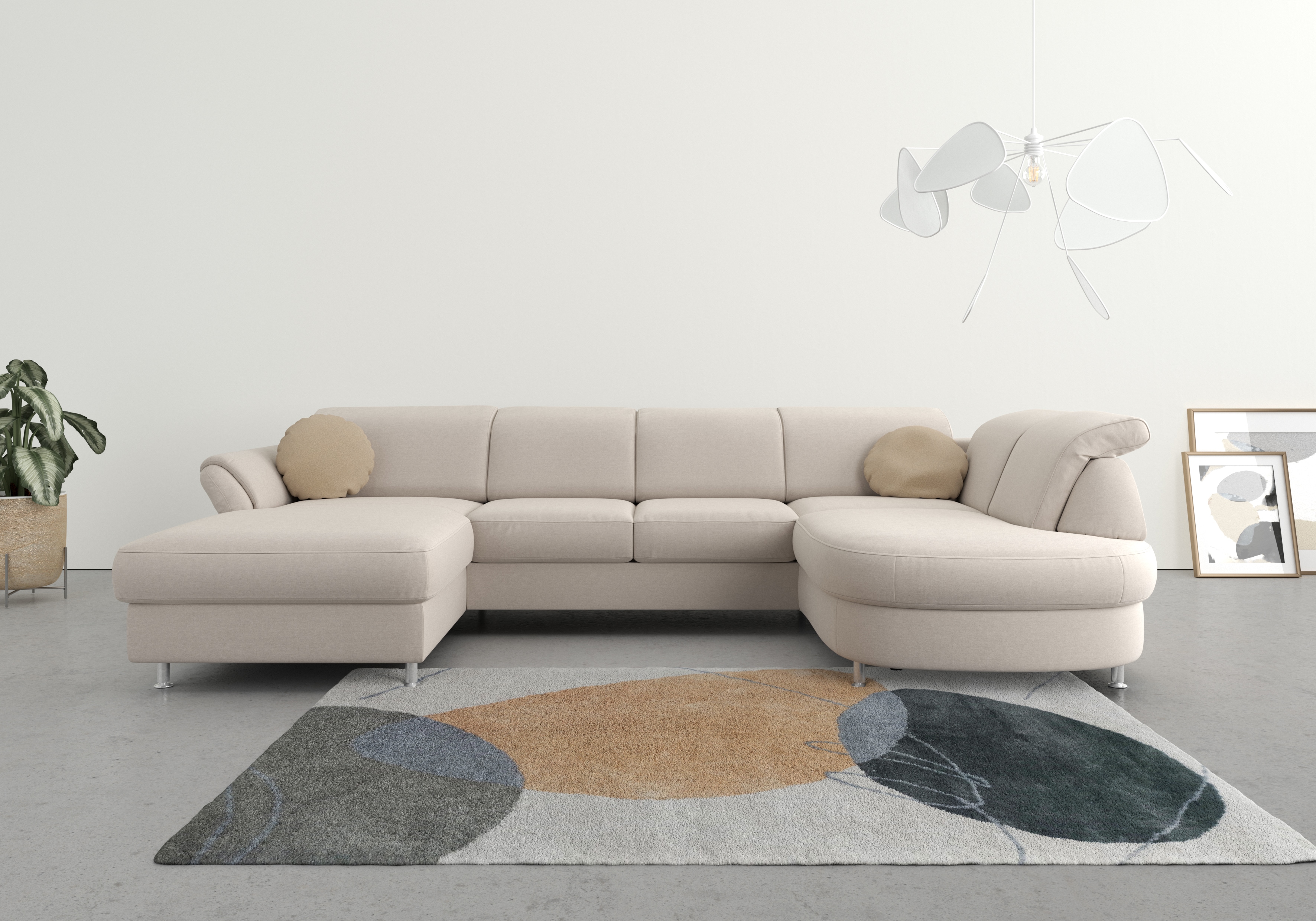 sit&more Wohnlandschaft "Apulia U-Form" wahlweise Schlaffunktion, Bettkasten und Kopf- und Armteilverstellung
