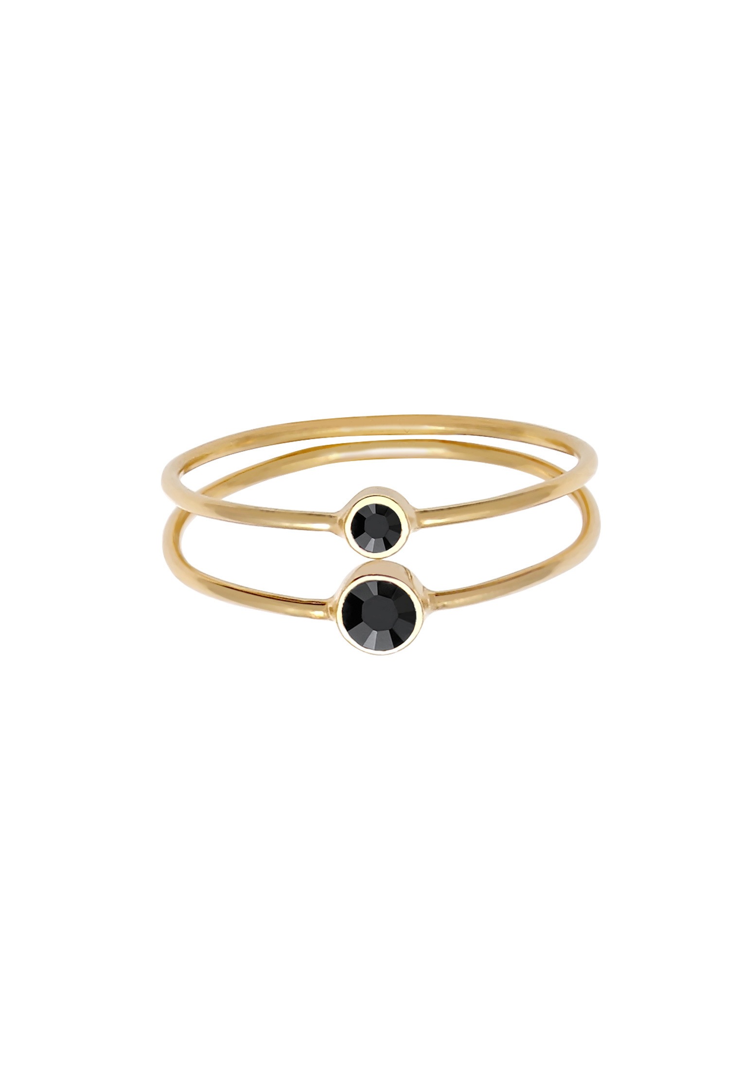 Elli Ring-Set »Ring Schwarz Kristalle (2 tlg) 925 Silber«