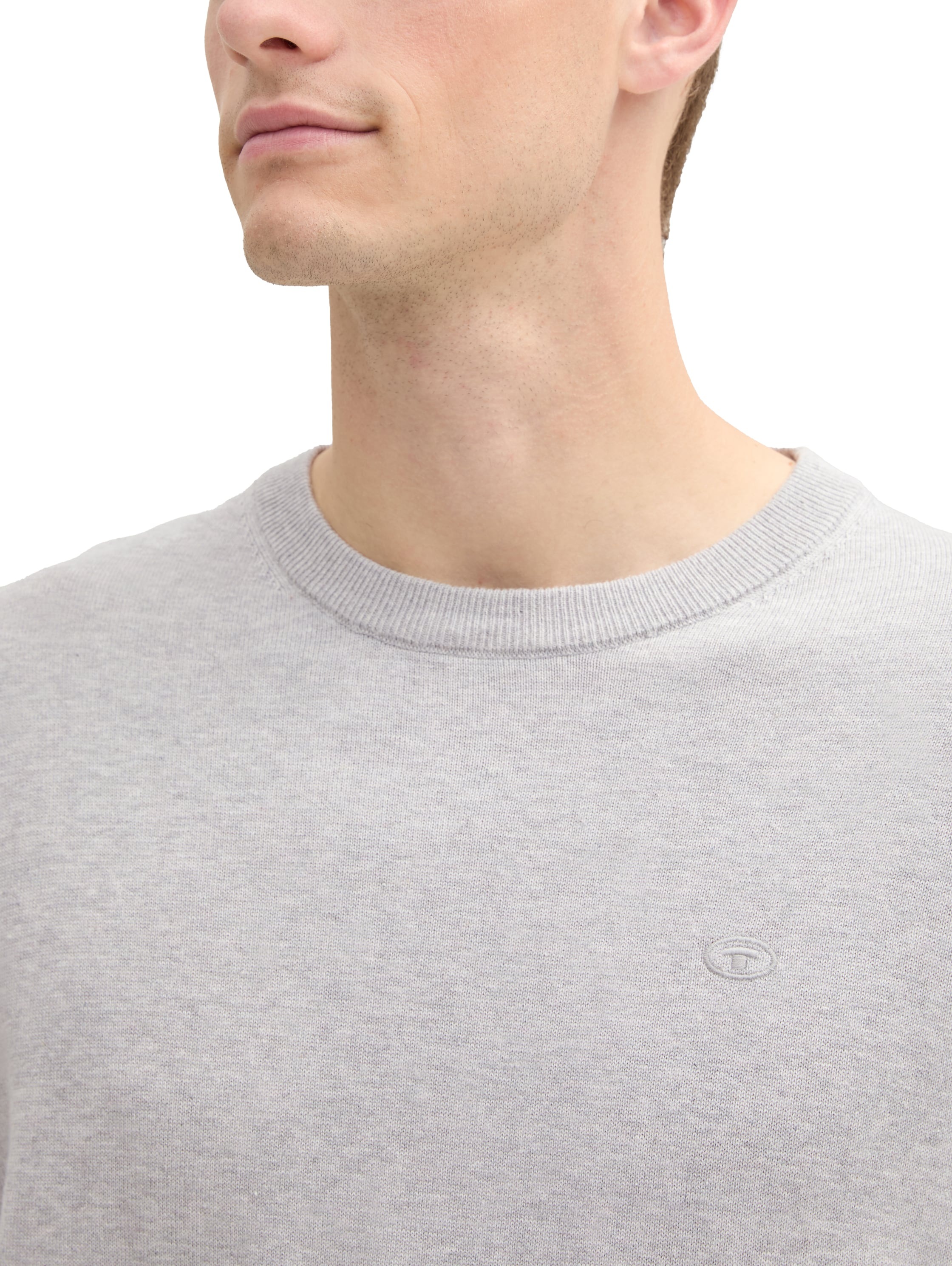 TOM TAILOR Rundhalspullover, mit Logostickerei