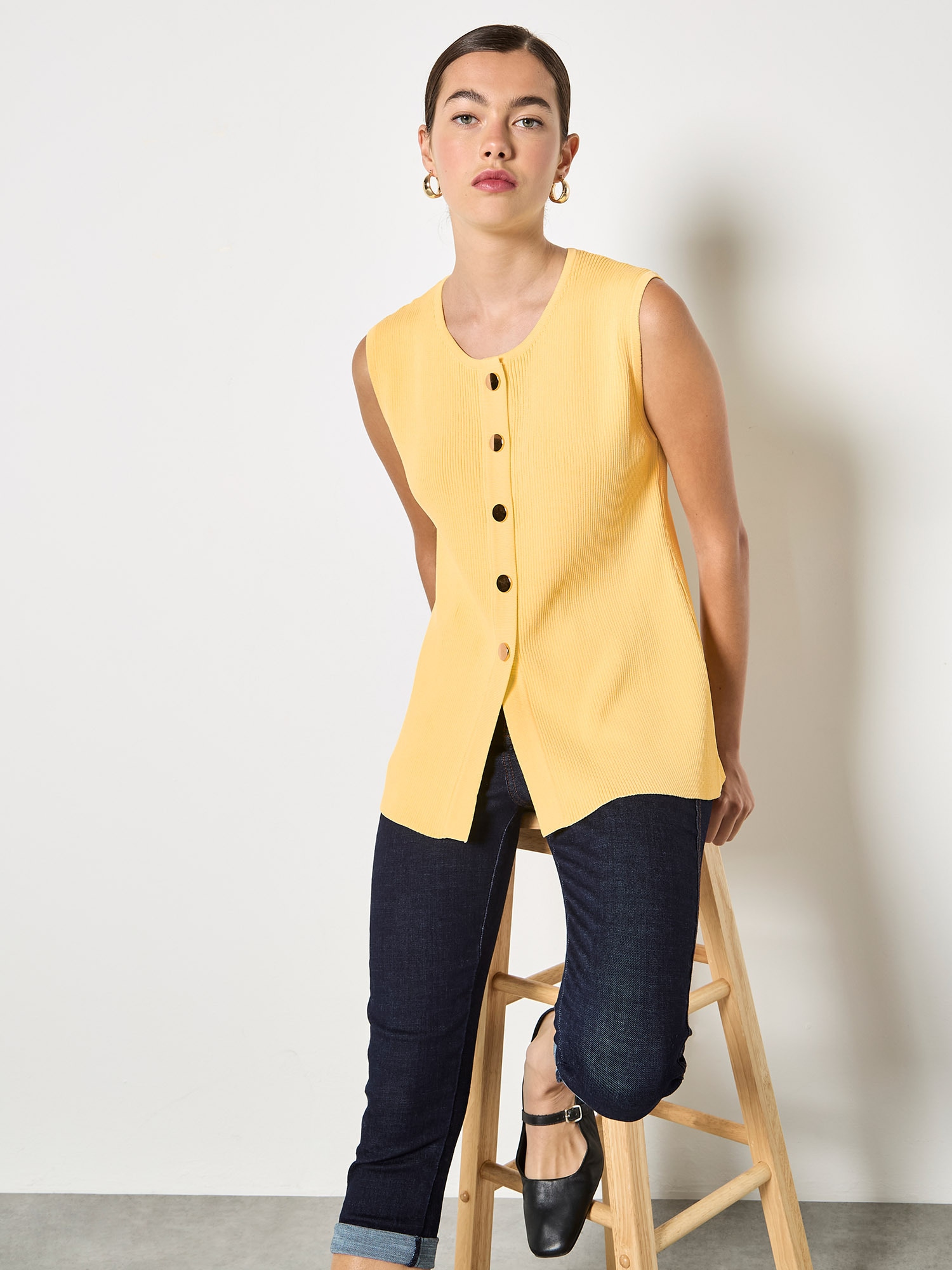 Apricot Stricktop »Waistcoat« mit Knopfleiste