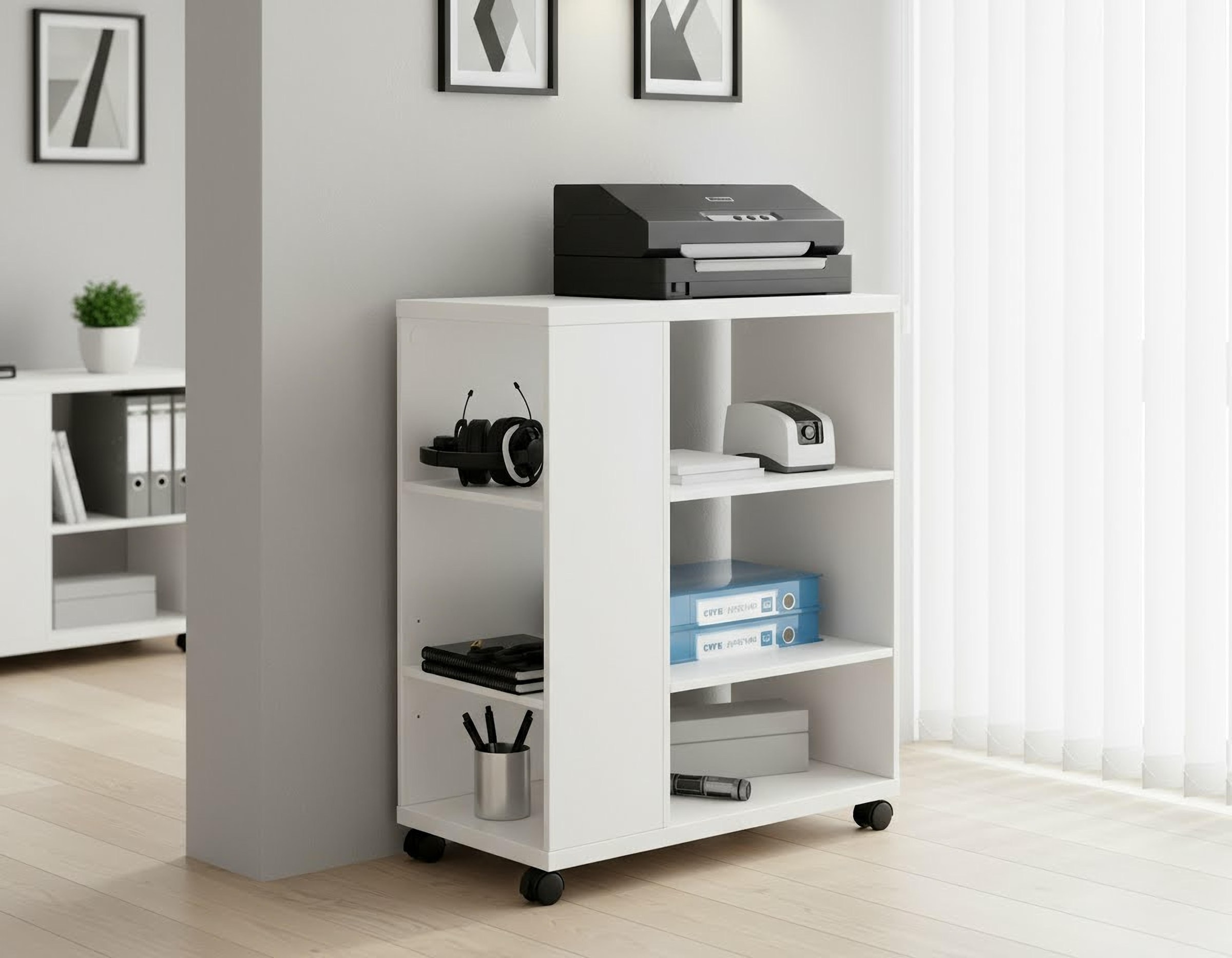 INOSIGN Rollwagen »LOKVE, Rollcontainer, Druckertisch, Rollregal,« Rollen feststellbar, 6 Fächer, Höhe 75 cm