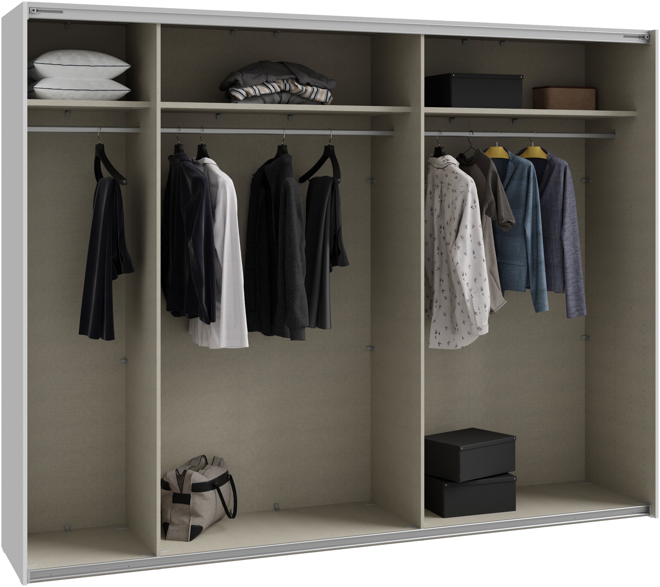FORTE Schwebetürenschrank, Schwebetürenschrank, Stauraum Vielzahl an Zubehör