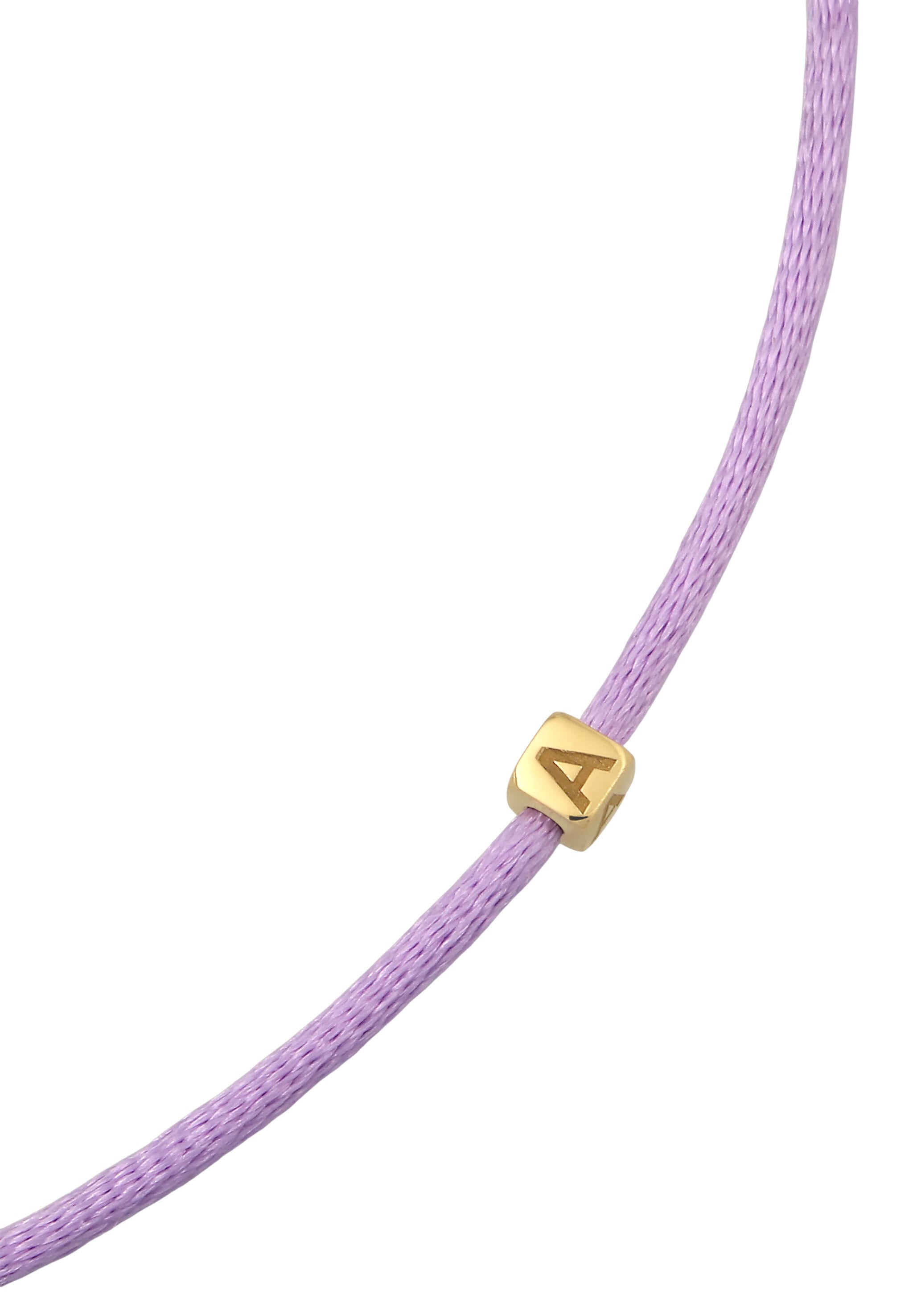 Elli Choker »Halskette Lettering Cube Satin 925 Sterling Silber vergoldet«
