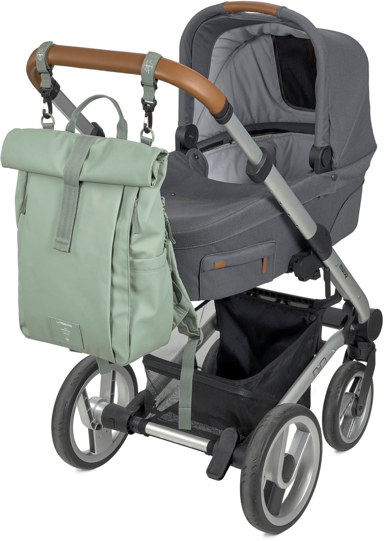 LÄSSIG Wickelrucksack »Green Label, Rolltop Up, silver green«, vegan; zum Teil aus recyceltem Material