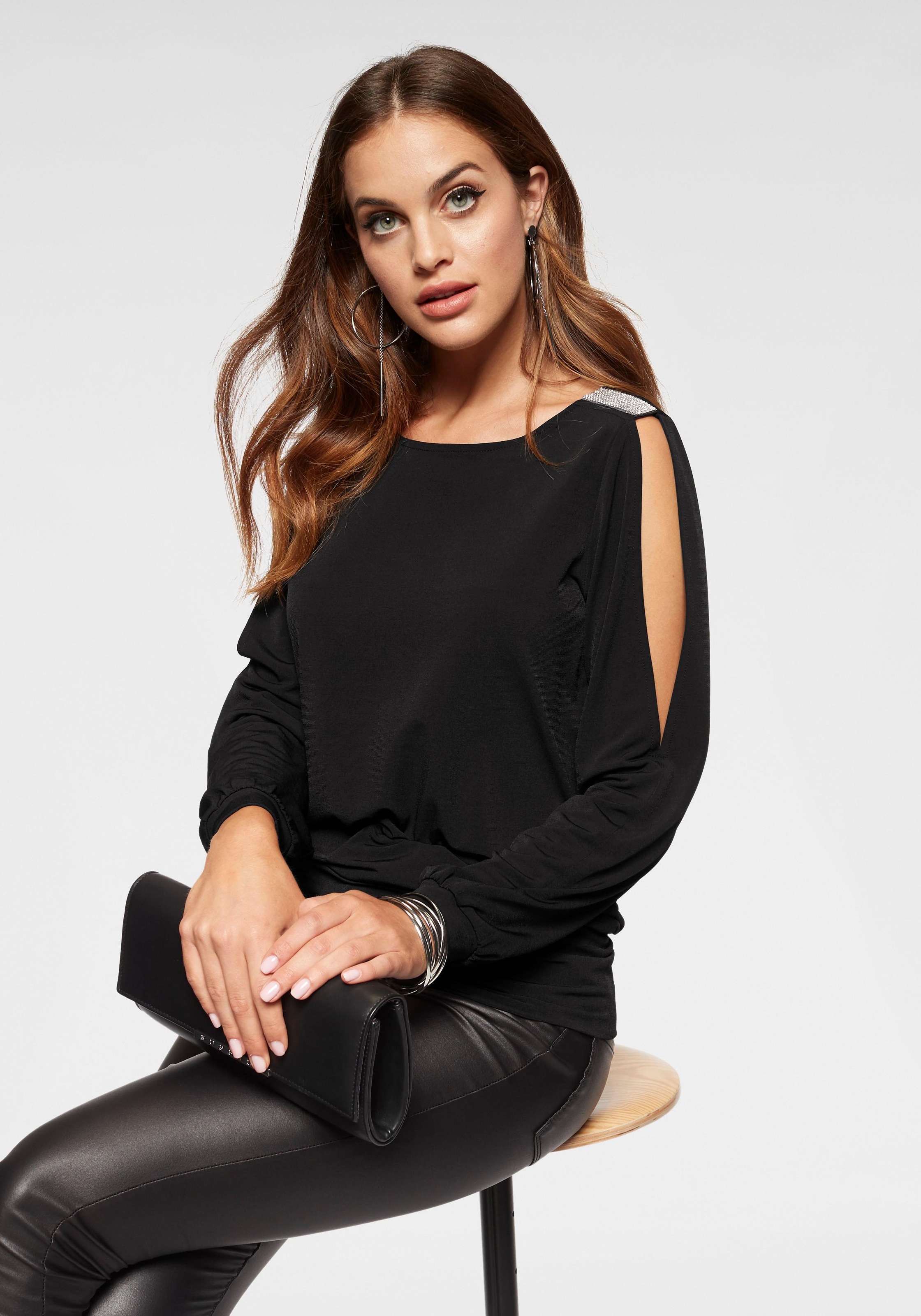 Melrose Langarmshirt, mit Strassdetail