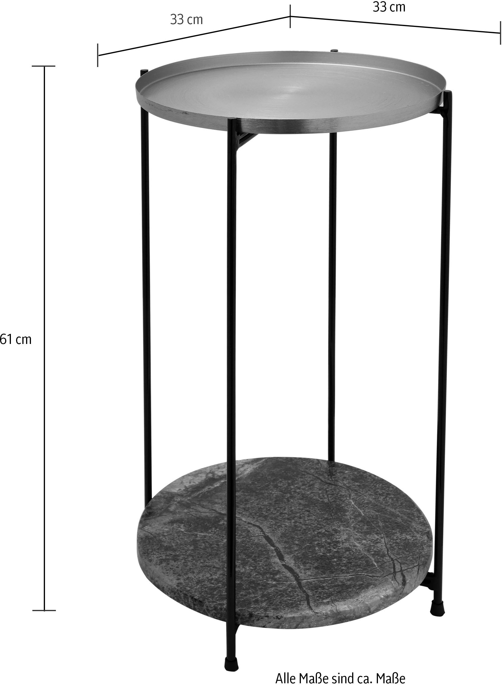 Kayoom Beistelltisch »Louisa 125, Beistelltisch aus Metall und Marmor, attraktives Design« 1 Stk. tlg. Dekorativ, edle Marmorplatte und Metalltablett, stilvolles Design