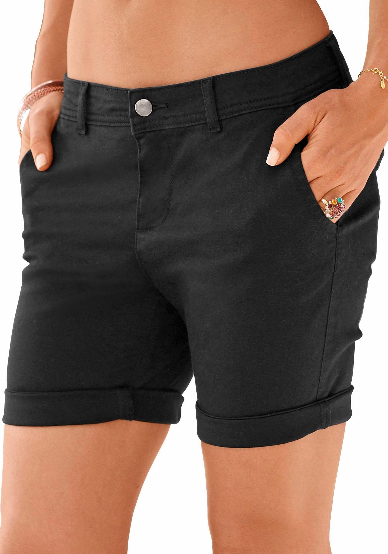 LASCANA Bermudas, zum Krempeln, aus elastischer Baumwolle, kurze Hose, Shorts