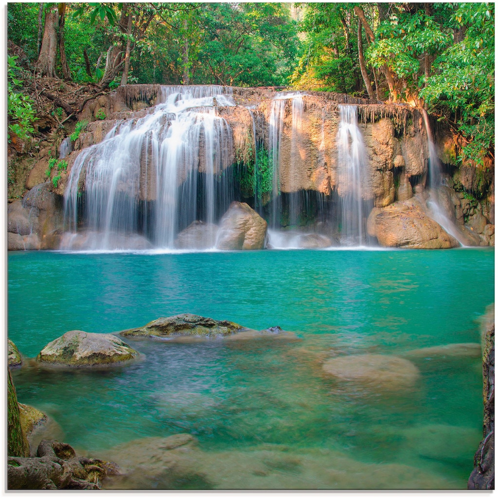 Artland Glasbild »Wasserfall im Wald National Park«, Gewässer, (1 St.)