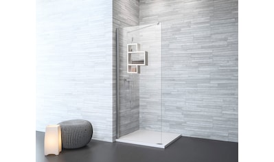 Walk-in-Dusche, inkl. großem Regal in weiß
