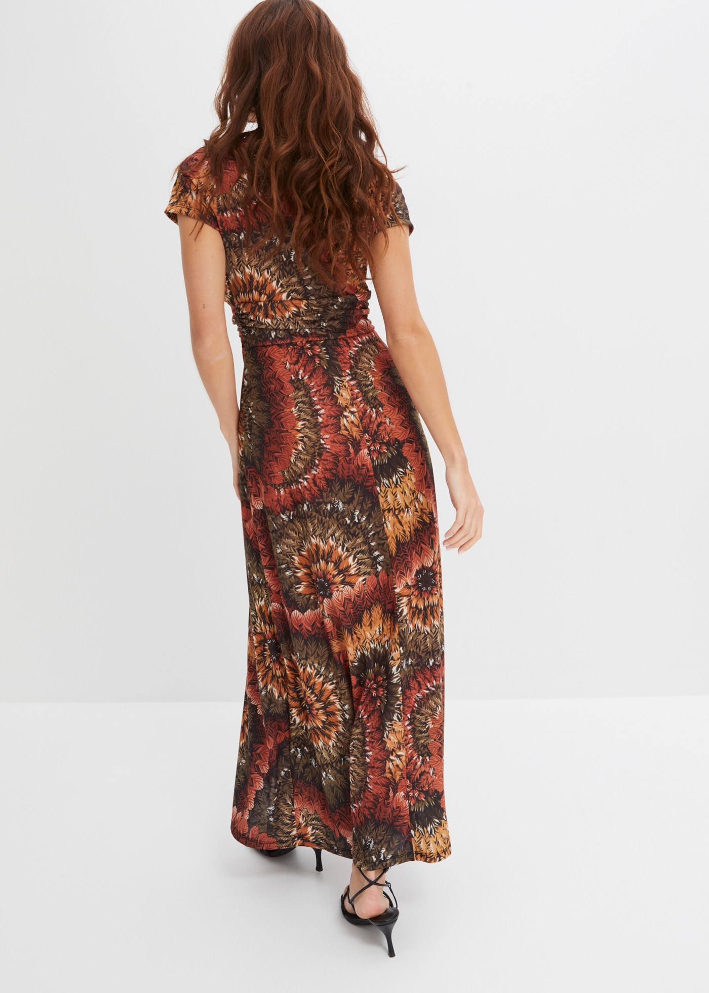 bonprix Maxikleid ausgestellte Passform, aus Jersey-Material aus Polyester und Elasthan