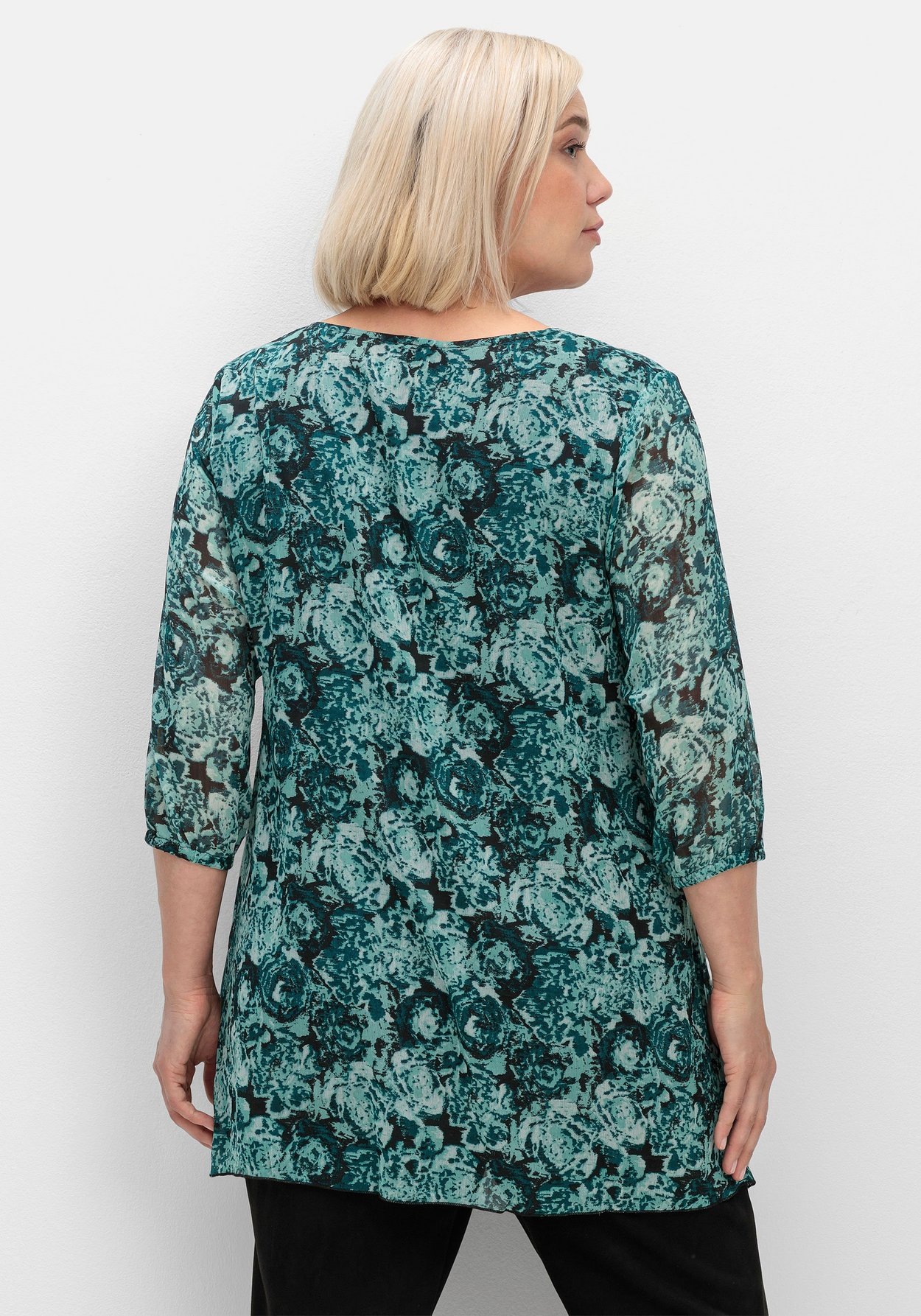 Sheego Longtunika »Tunika aus bedrucktem Chiffon, gefüttert«, aus bedrucktem Chiffon, gefüttert