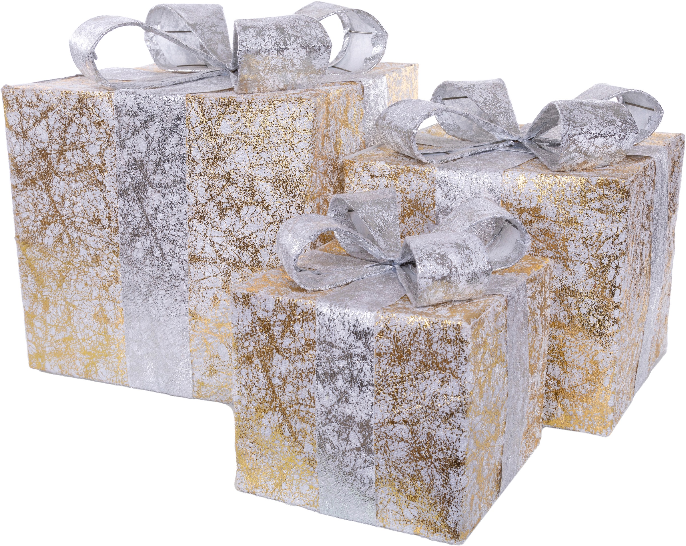 Myflair Möbel & Accessoires Dekoobjekt »Geschenk« 3 unterschiedliche Größen in silberfarben, Größe B/H/T: 25 cm x 25 cm