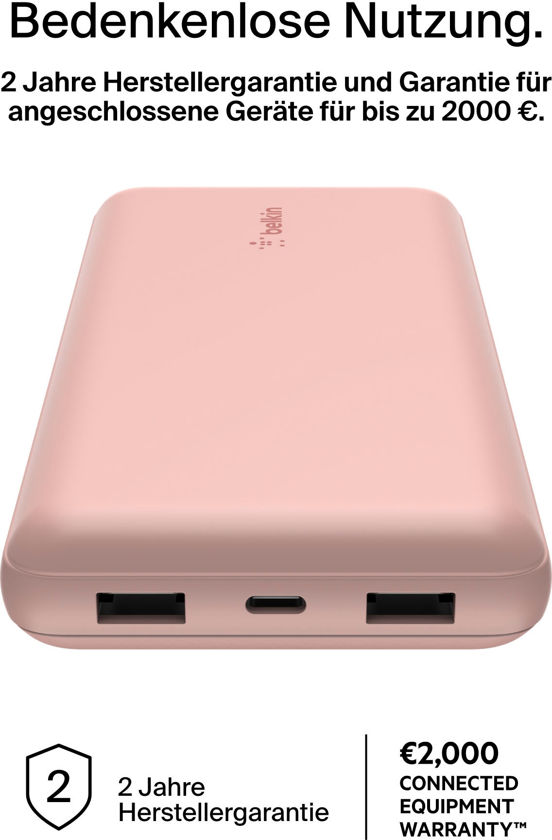 Belkin Powerbank »BoostCharge 20.000mAh Powerbank 15 Watt zum Laden von 3 Geräten«, 1x USB-C, 2x USB-A, Power für bis zu 78 Stunden