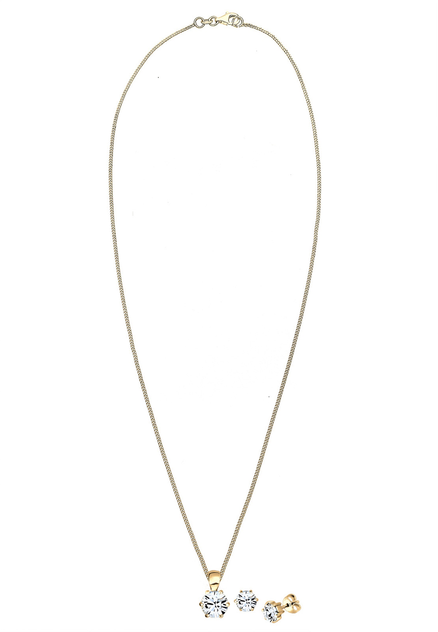 Elli Ohrring und Ketten Set »Schmuckset Stecker und Kette Rund 925 Sterling Silber, mit Kristallen von Swarovski®«