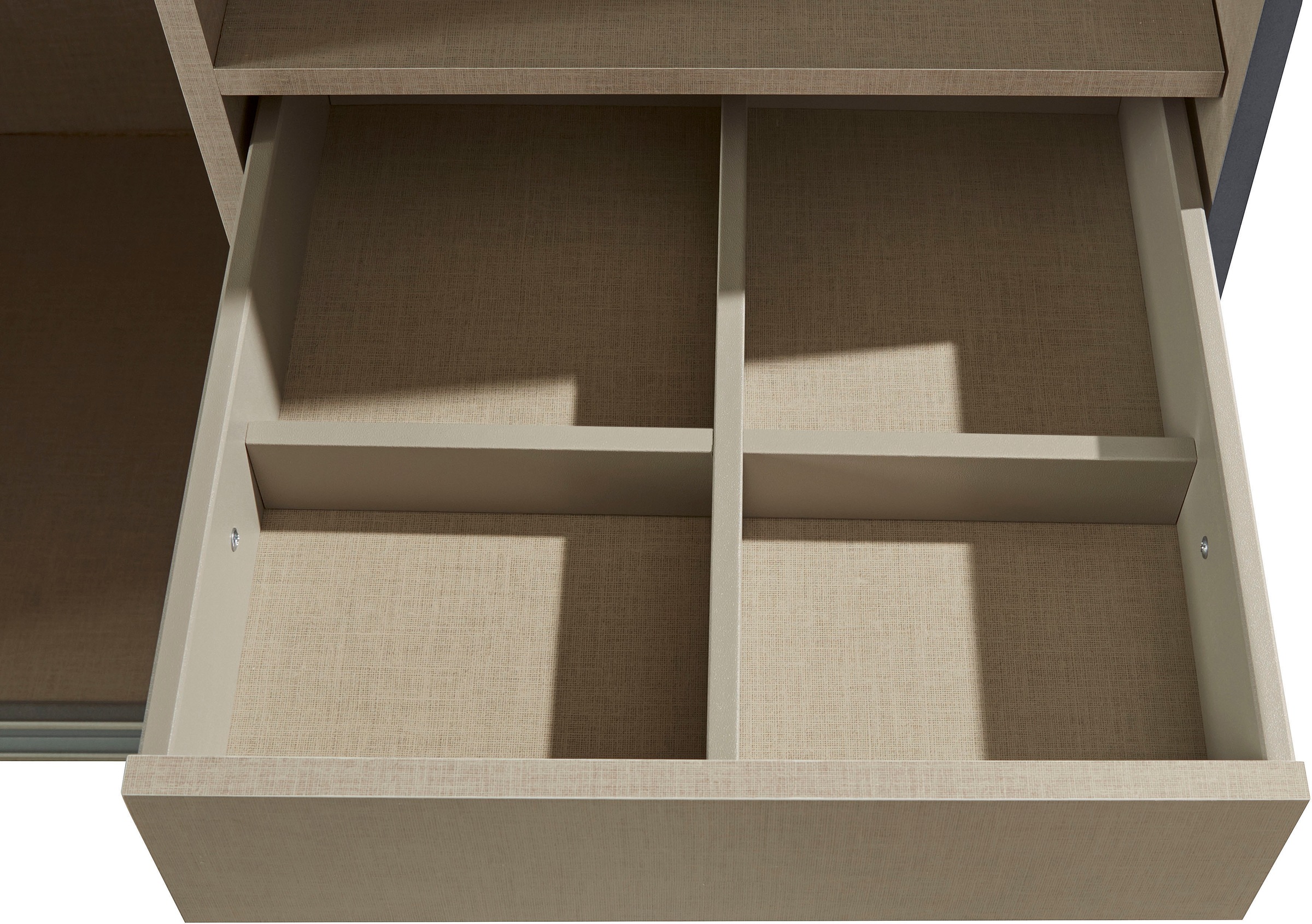 rauch Schwebetürenschrank »Kleiderschrank Schrank Garderobe TOPSELLER OTELI inkl. Inneneinteilung«, (Breiten 203/271/315/360 cm Höhen 210/229 cm), mit 3 Innenschubladen sowie zusätzlichen Einlegeböden MADE IN GERMANY