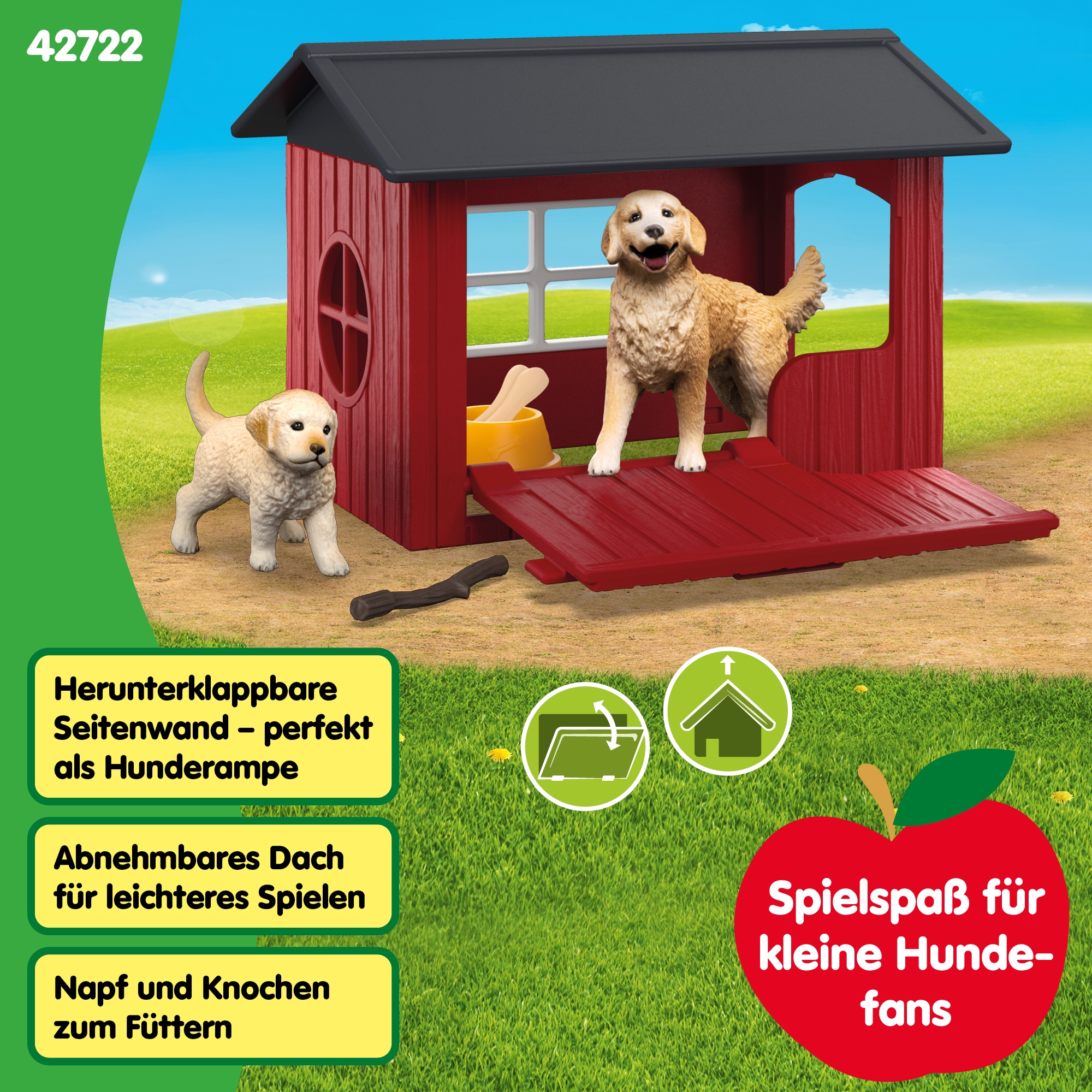 Schleich® Spielwelt »FARM WORLD, Hundehütte mit Goldenretrievern  (42722)«