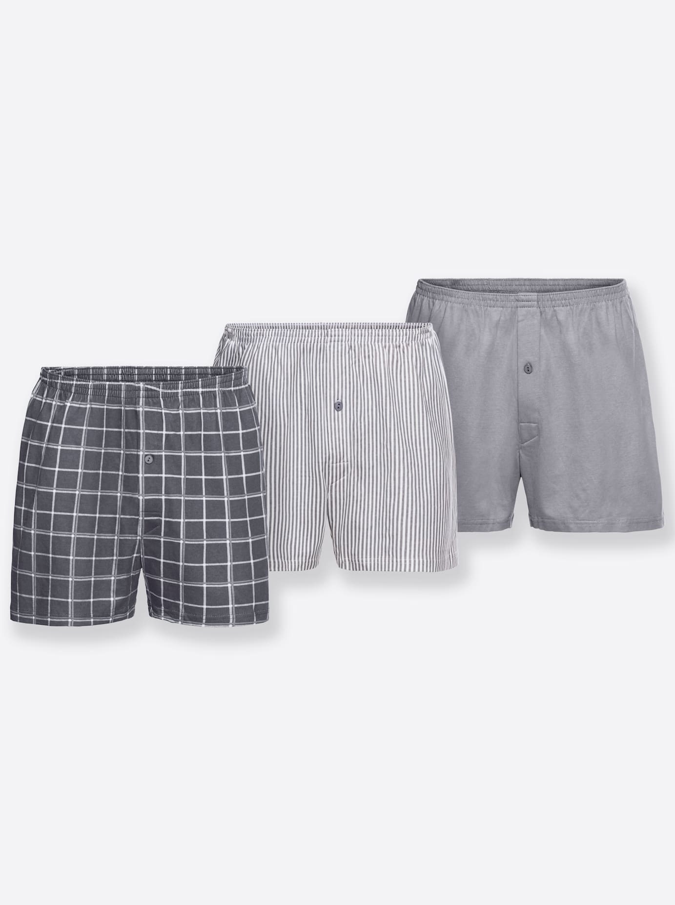 Kings Club Herren Boxershorts 3 Stk. tlg. in grau, Größe 5