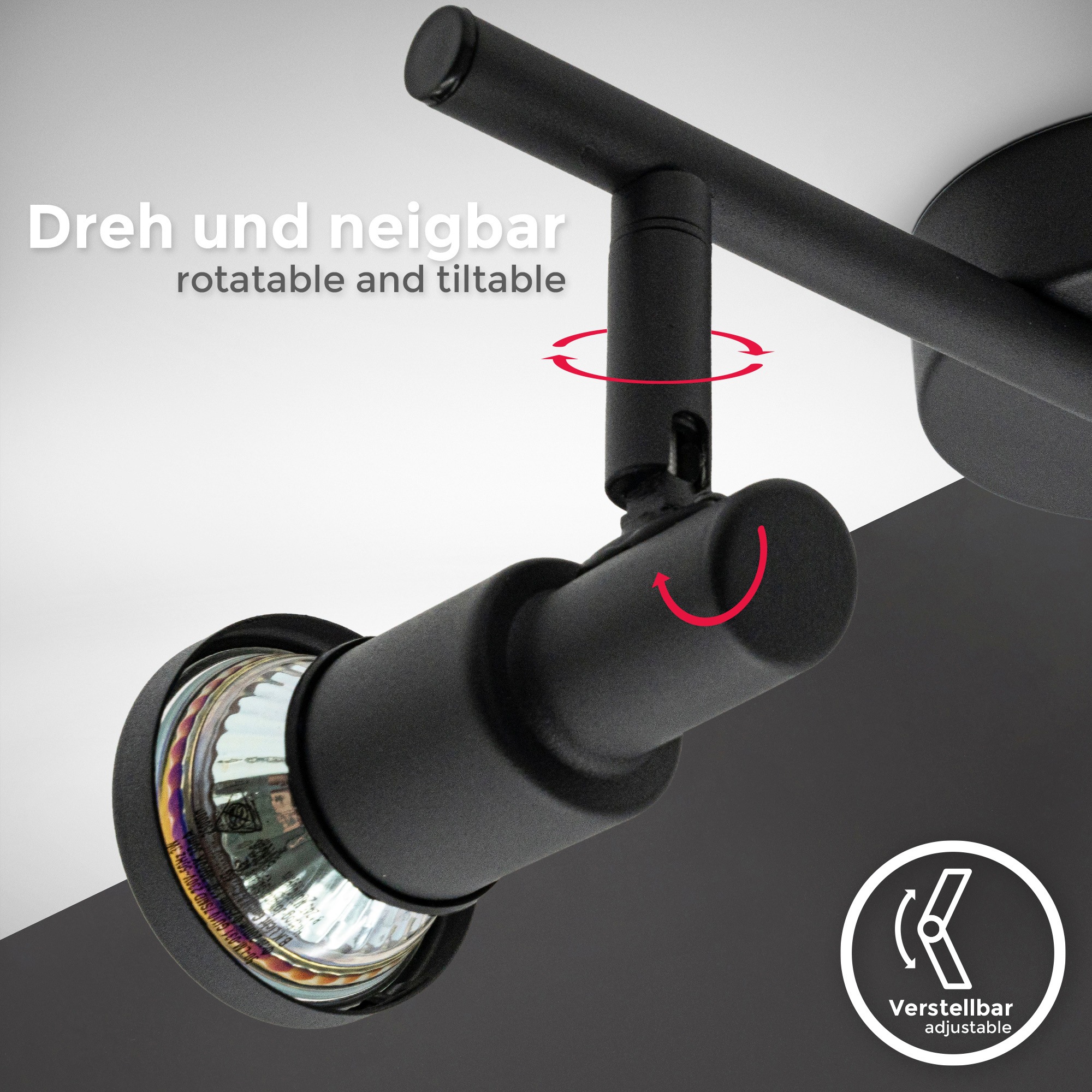 B.K.Licht LED Bad-Deckenspots, Schutzart IP44, inkl. LED Leuchtmittel 2 x GU10 4,8Watt, 400lm, 3.000K, Strahler dreh- und schwenkbar