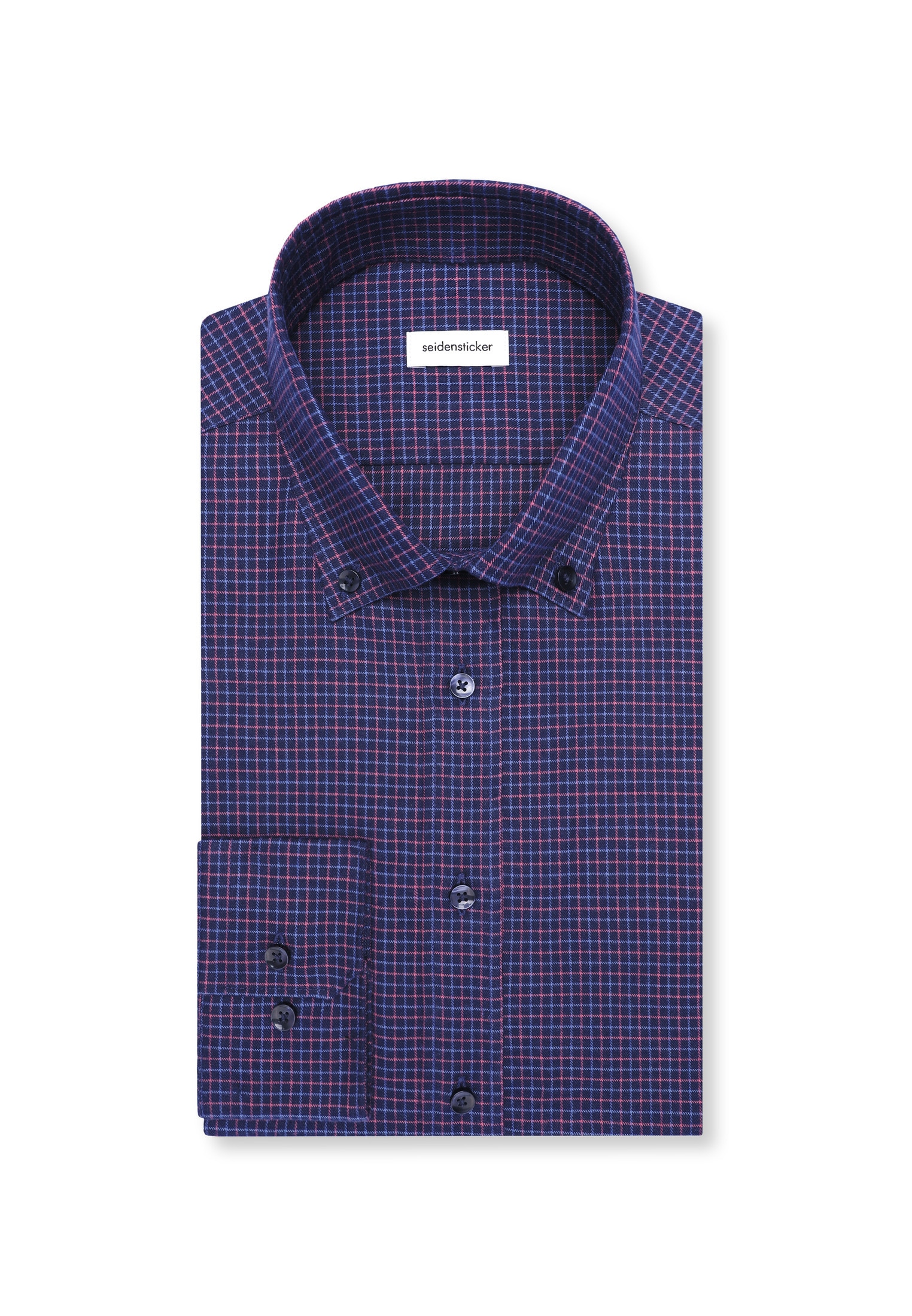 seidensticker Flanellhemd »Schwarze Rose« Shaped 1/1 Button-Down-Kragen Karo
