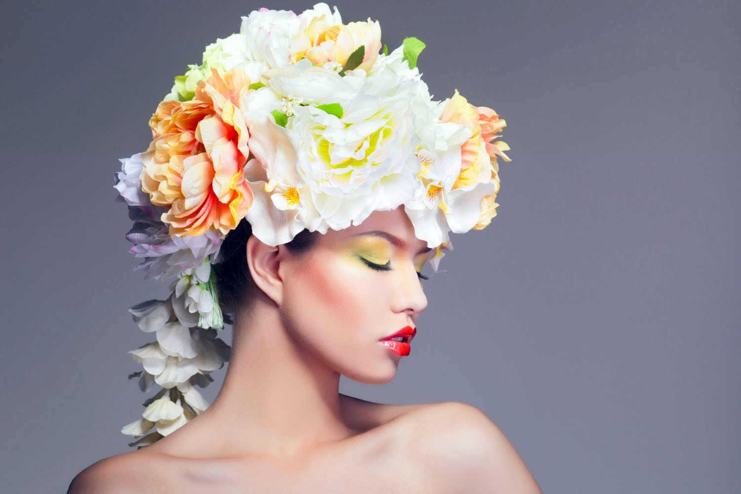 queence Acrylglasbild »Frau mit Blumenhut«, Frau-Kunst-Blumen-Bilder von Frauen-Fashion, Fine...