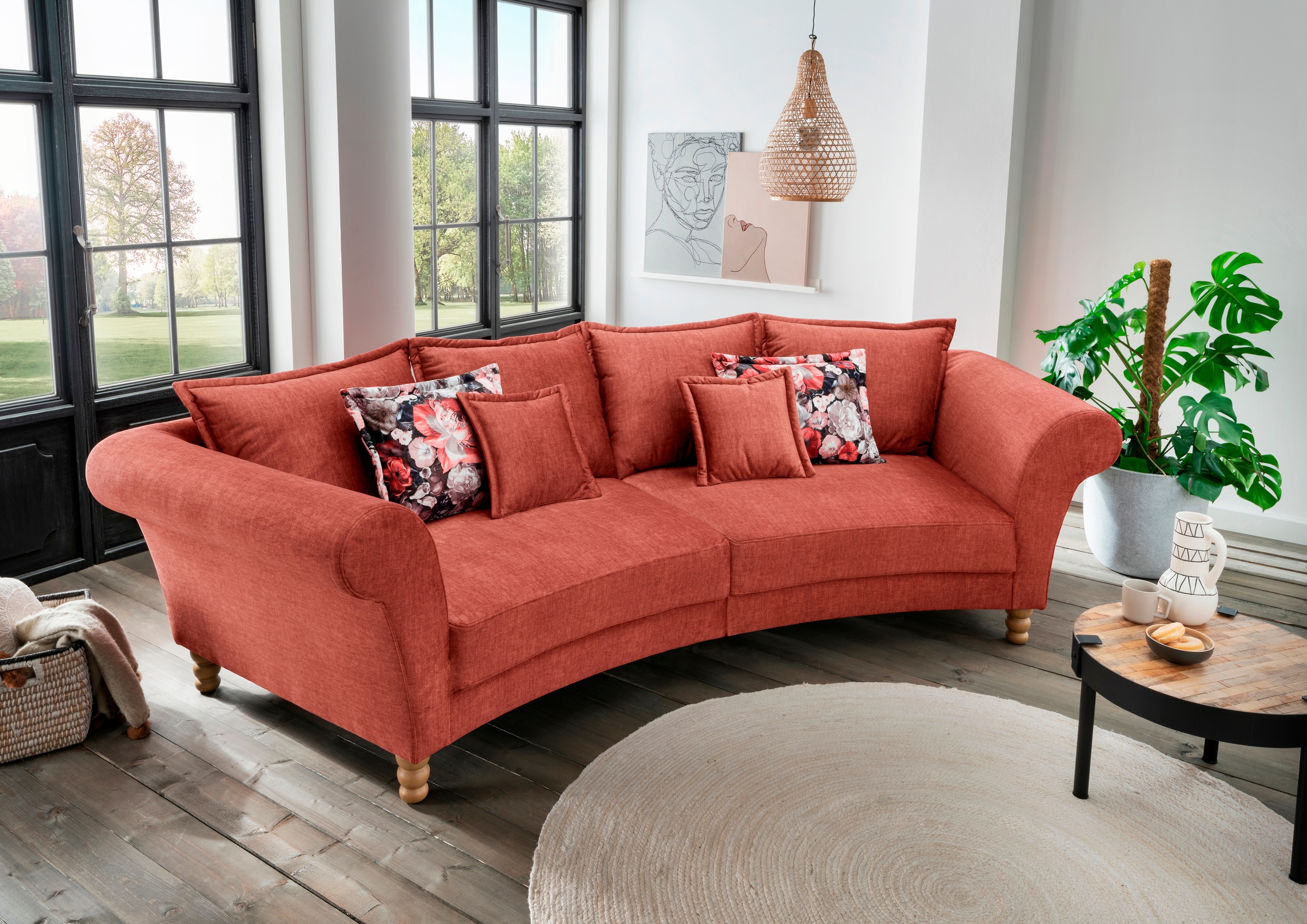 Home affaire Big-Sofa »Tassilo geschwungene Formensprache, bequem, Mega Sofa, Breite 350cm«