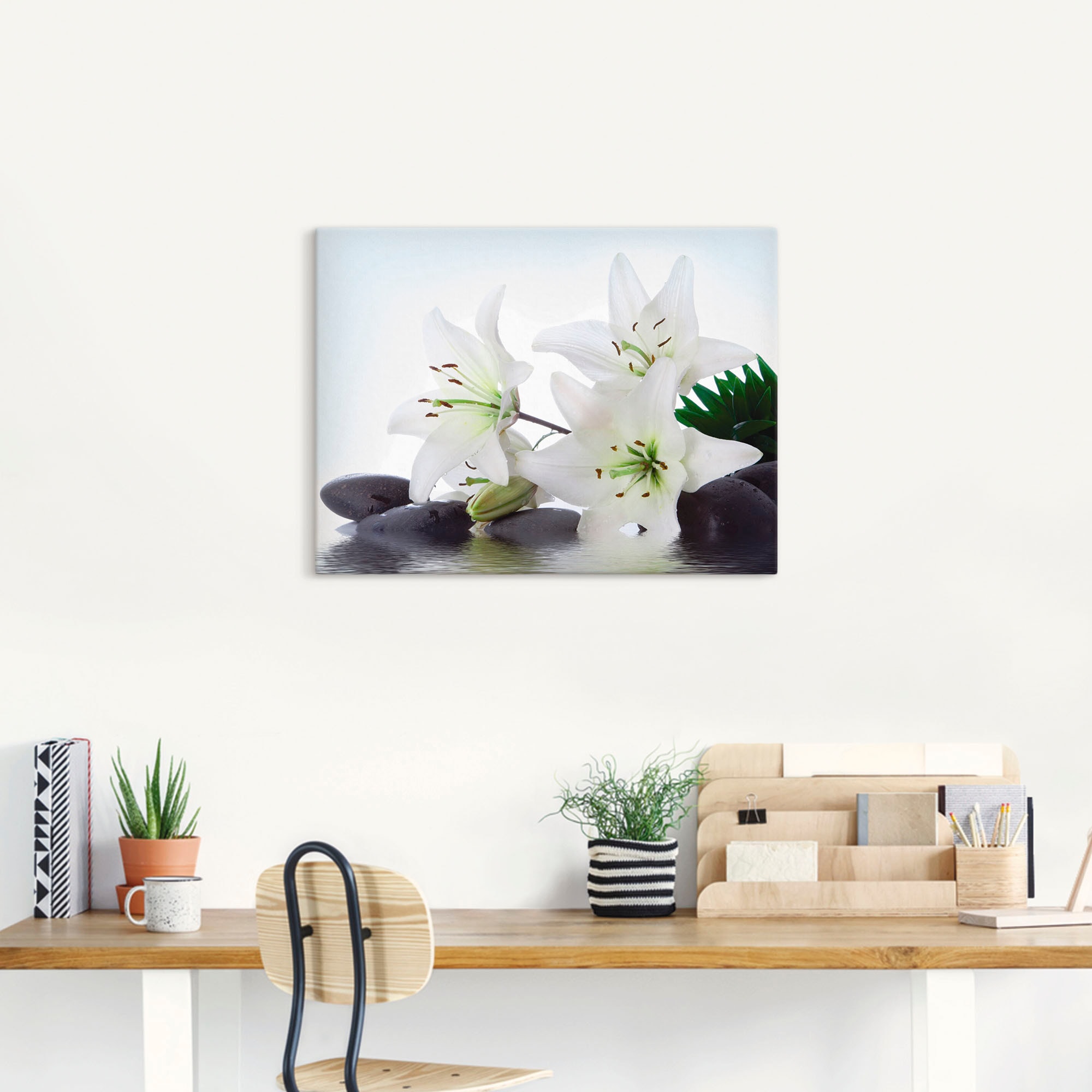 Artland Wandbild »Madonna-Lilien und Spasteine« Zen 1 Stk. tlg. auf Holzrahmen gespannt