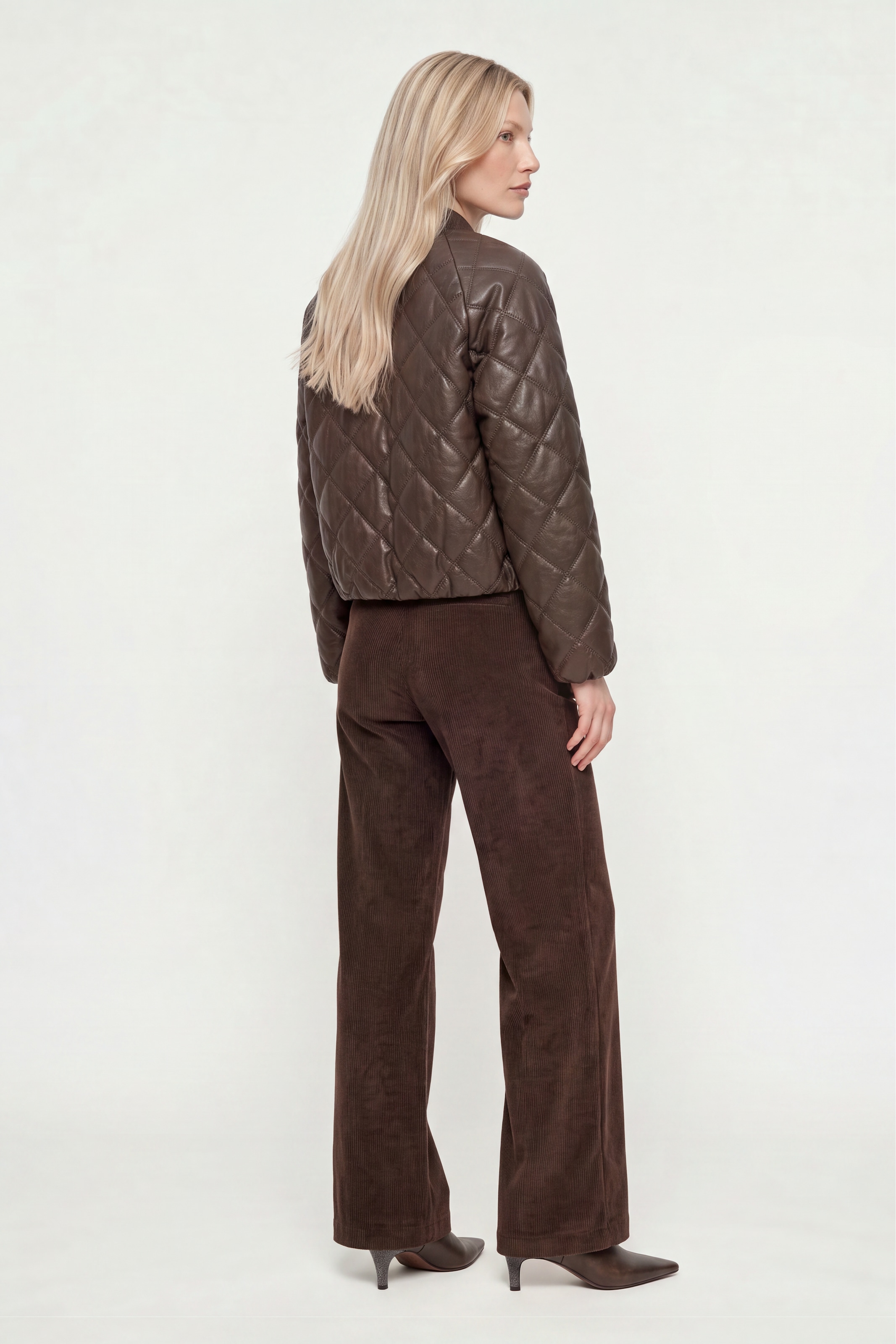 RICHROYAL Lederimitatjacke kurze Form, mit Rautensteppmuster, Herbstjacke