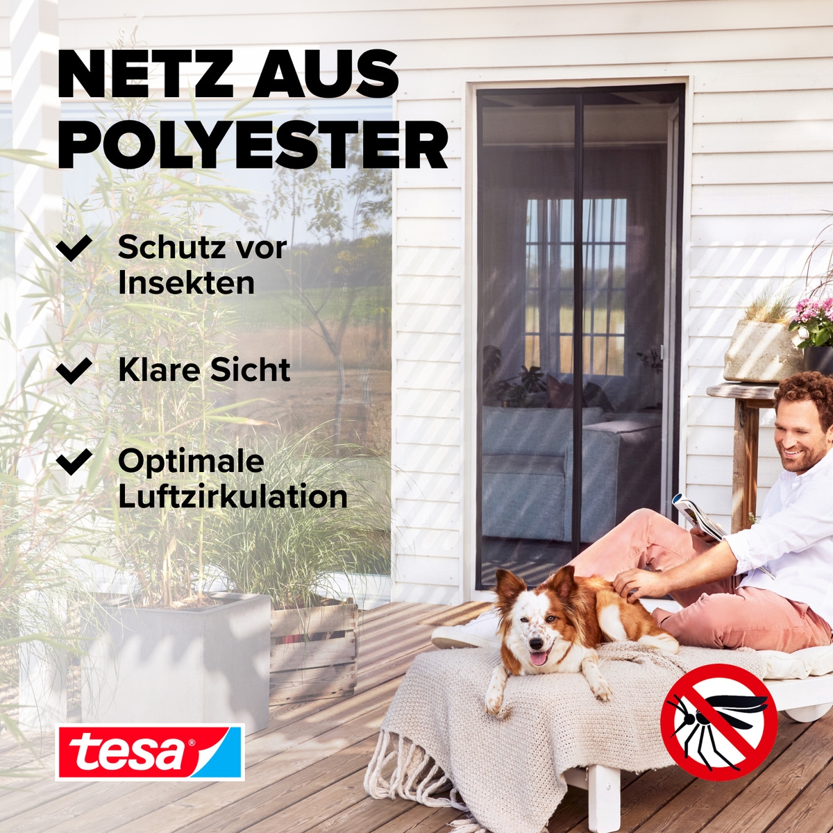 tesa Insektenschutz-Vorhang »Insect Stop Magnetvorhang selbstschließend, L - 1,00 m x 2,20 m«, Insektenschutzvorhang mit Magneten - für Balkon- und Terrassentüren