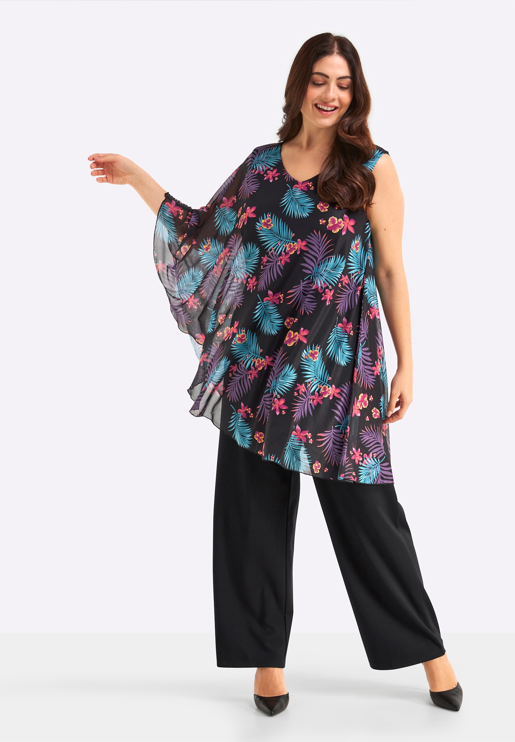 Sheego Jumpsuit »Jumpsuit Jumpsuit mit asymmetrischem Cape«