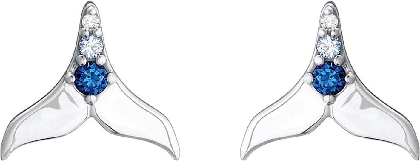 THOMAS SABO Paar Ohrstecker »Schwanzflosse mit Steinen, H2228-644-1«, mit Spinell (synth.), Zirkonia (synth.)