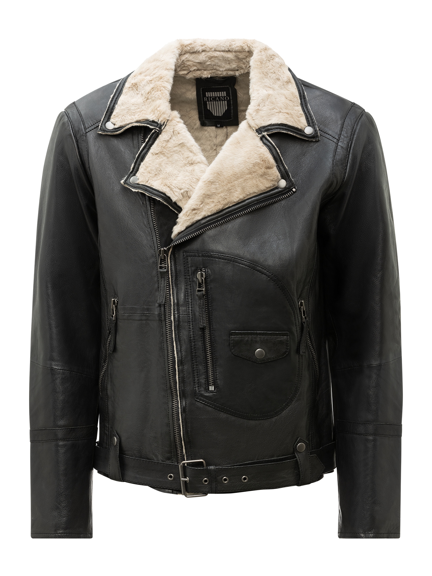 RICANO Bikerjacke »Lederjacke Harlem« ohne Kapuze Handgefertigt aus echtem Leder
