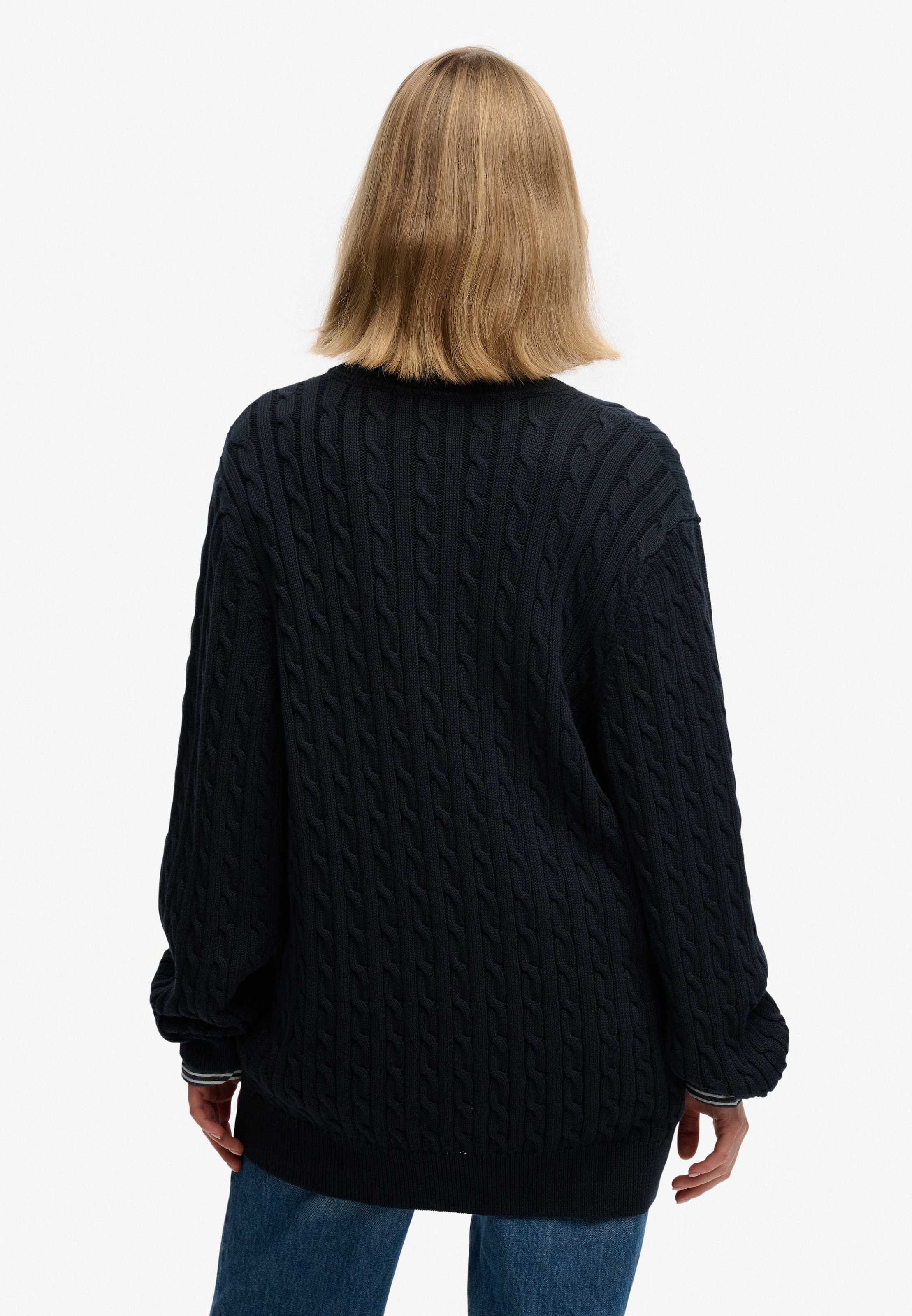 Superdry V-Ausschnitt-Pullover »OVERSIZED CABLE V NECK JUMPER« Baumwolle, oversized Fit