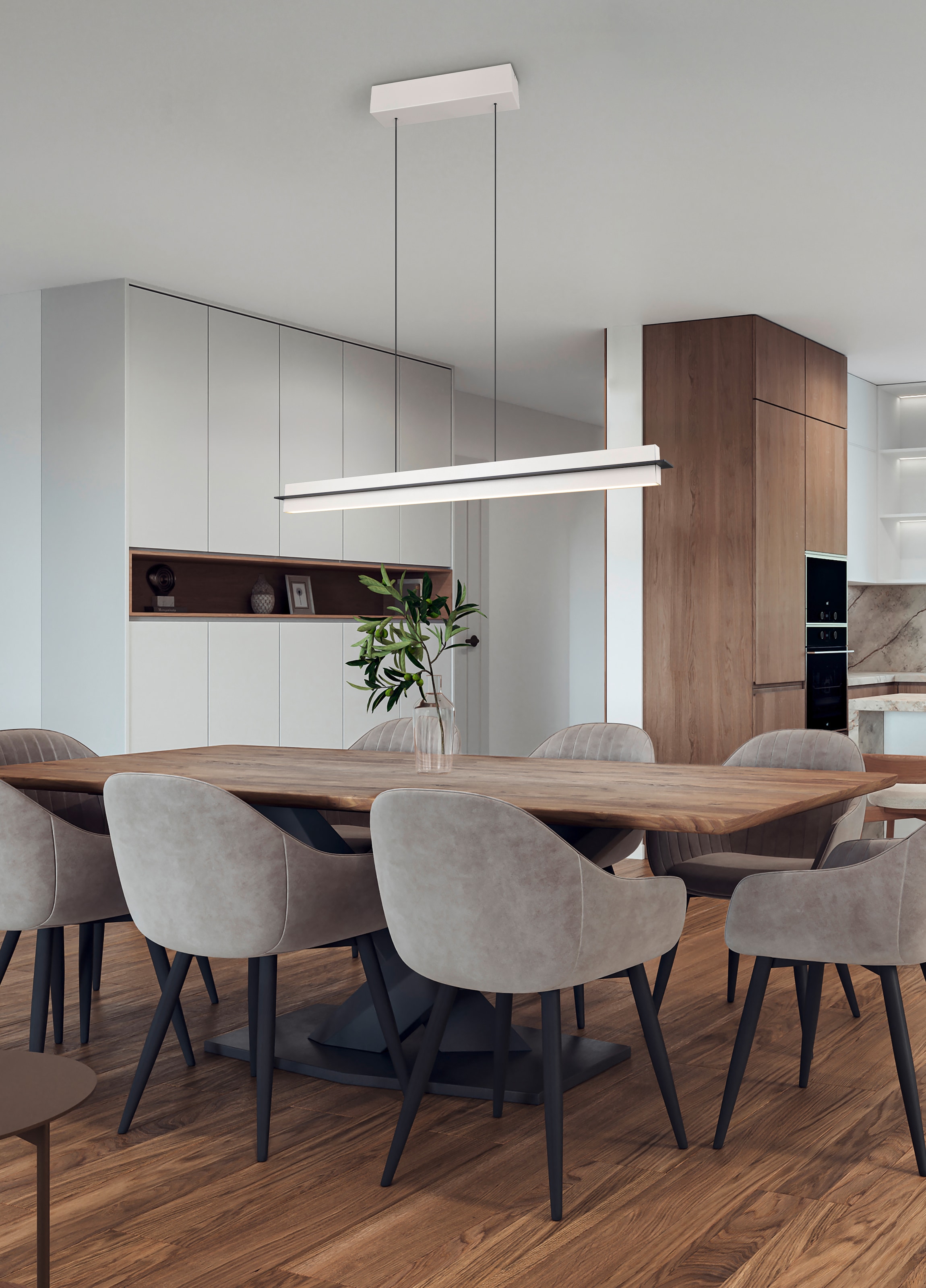 TRIO Leuchten LED Pendelleuchte »EMERSON, LED Hängeleuchte höhenverstellbar, 4-Stufen Touch Dimmer« LED-Board 1 Stk. Farbwechsler | warmweiß - kaltweiß Lichtfarbe einstellbar 2700-5000K warm- bis kaltweiß, Höhe max 150 cm