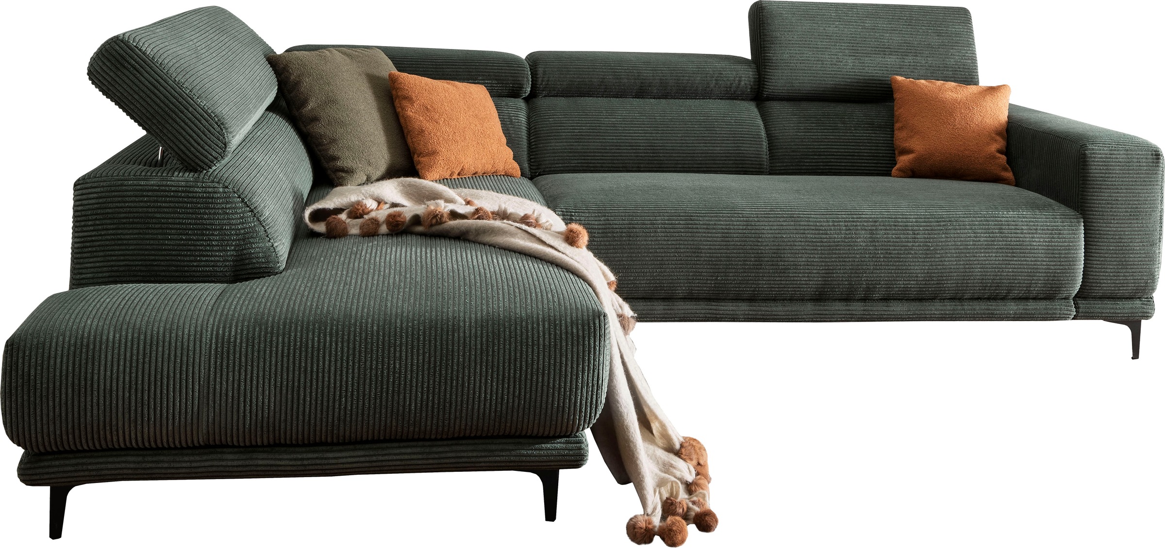 alina Ecksofa »Hikari«, wahlweise mit Sitzvorzug, in modernem Cordstoff, Breite 302 cm