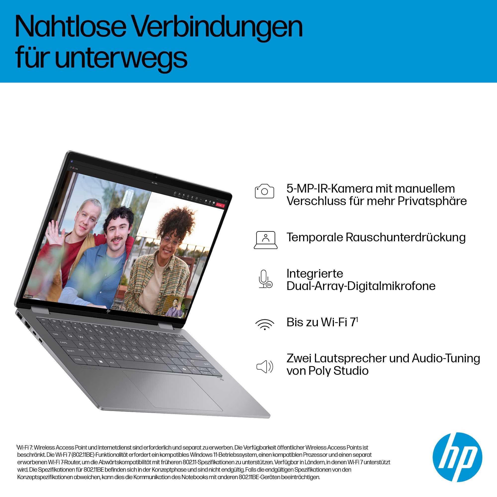 HP Convertible Notebook »OmniBook X Flip 14-fm0272ng« 35,6 cm / 14 ″ Intel Core Ultra 7 ARC 140V 512 GB SSD