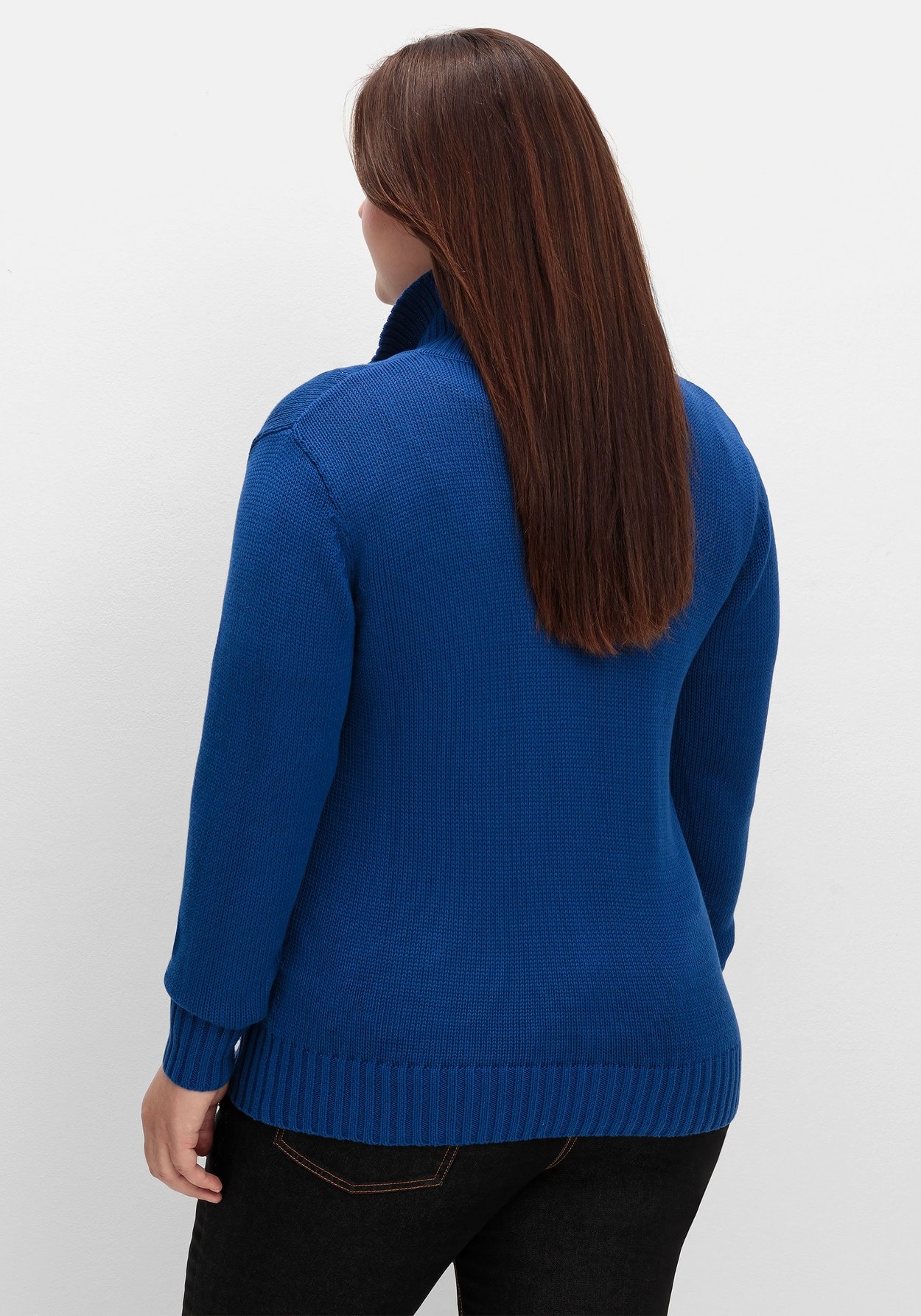 Sheego Strickjacke »Strickjacke mit Troyerkragen und 2-Wege-Zipper«