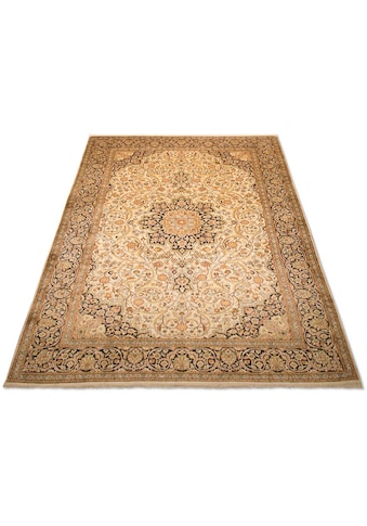 Teppich »Kaschmir Seide Teppich handgeknüpft beige«, rechteckig