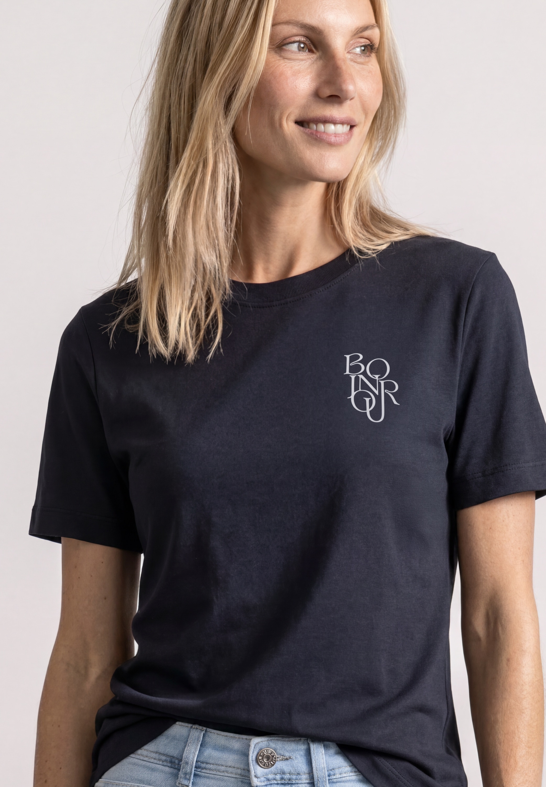 STREET ONE Kurzarmshirt Sommershirt miz Chestprint