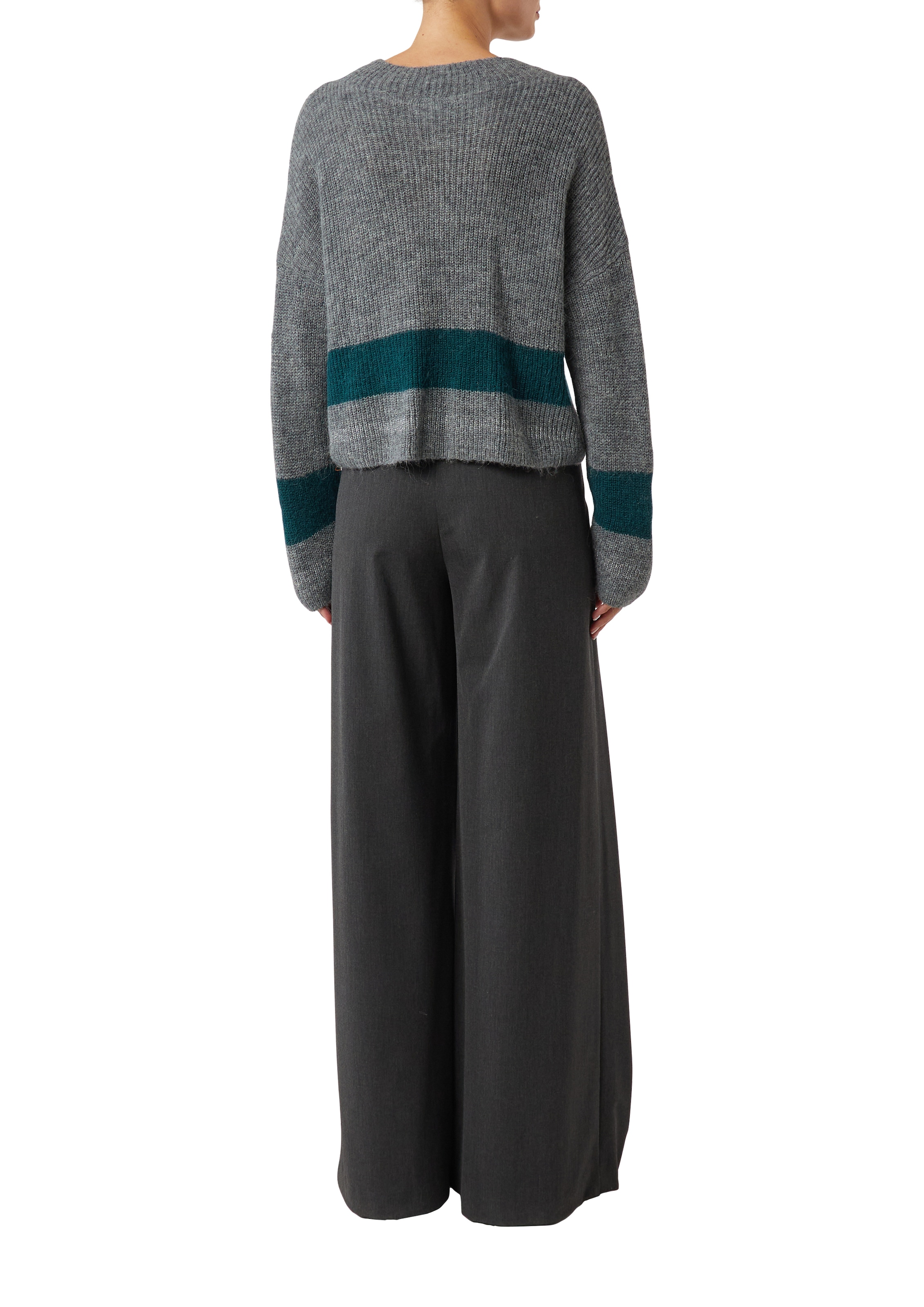 Comma Strickpullover Unifarben mit Längstreifen