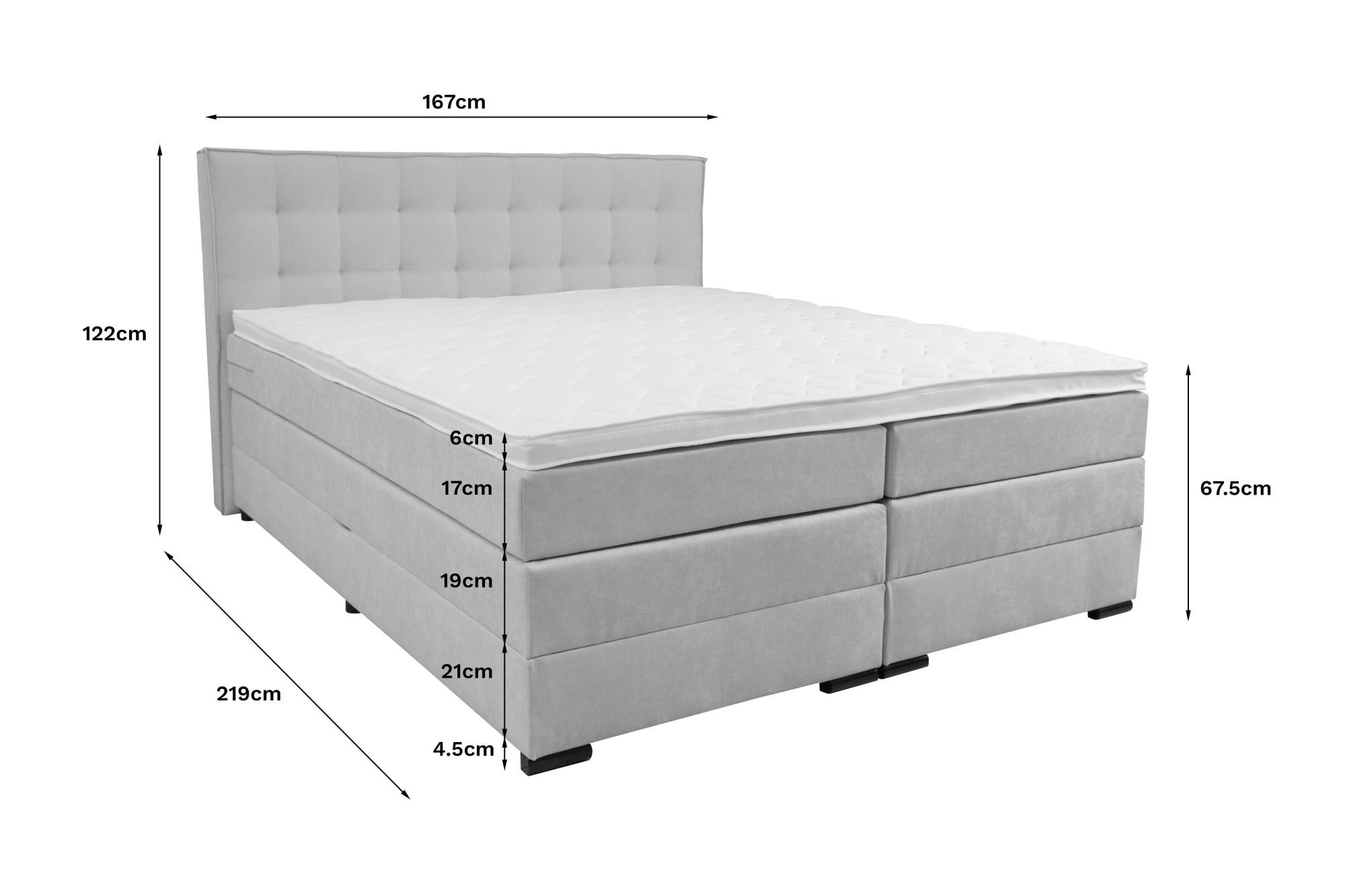 Home affaire Boxspringbett »Köln, Doppelbett, Polsterbett, Federkernbett, Komforbett, 160, 180 cm« inkl. Topper, zwei Bettkästen, Taschen-Federkernmatratze, Härtegrad 3