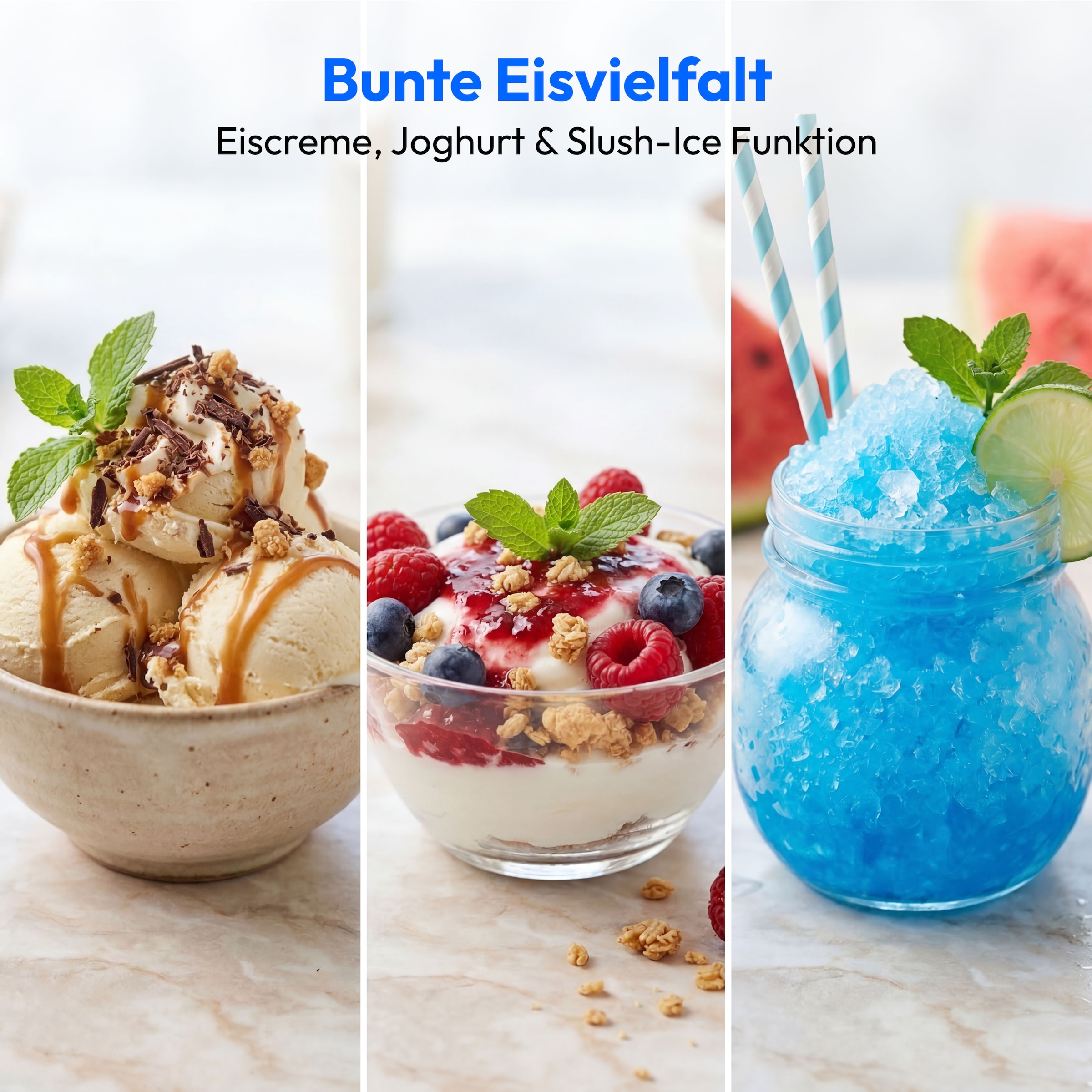 Medion® Eismaschine »MD 100116« 1 l 100 W Mixen, Eis, Joghurt oder Slush zubereiten, Eis nachkühlen