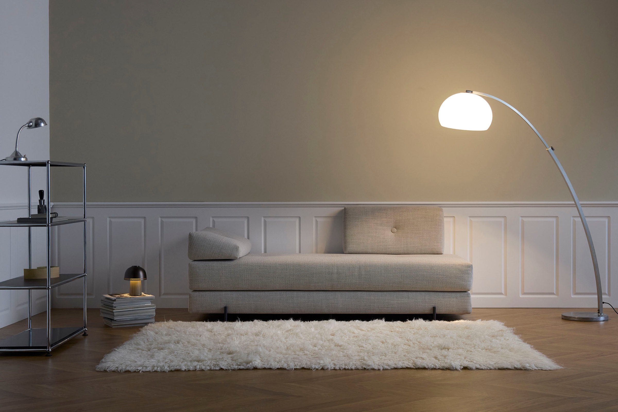 INNOVATION LIVING ™ Stapelliege »Sigmund 579 Indu-Beine«, Daybed mit zwei Federkernmatratzen, Fußteil Eiche natur