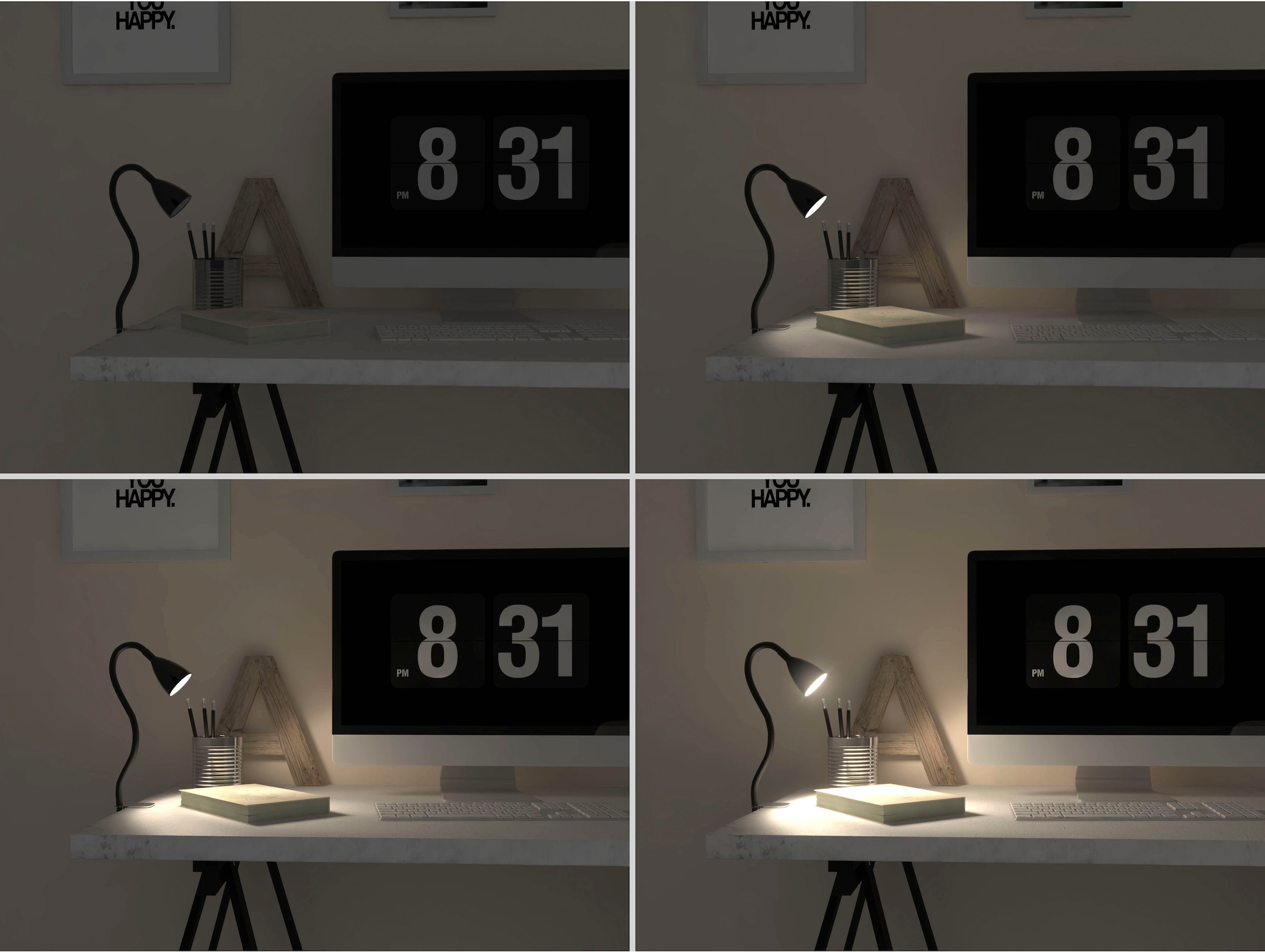 B.K.Licht LED Stehlampe und  biegsame Tischleuchte im Set