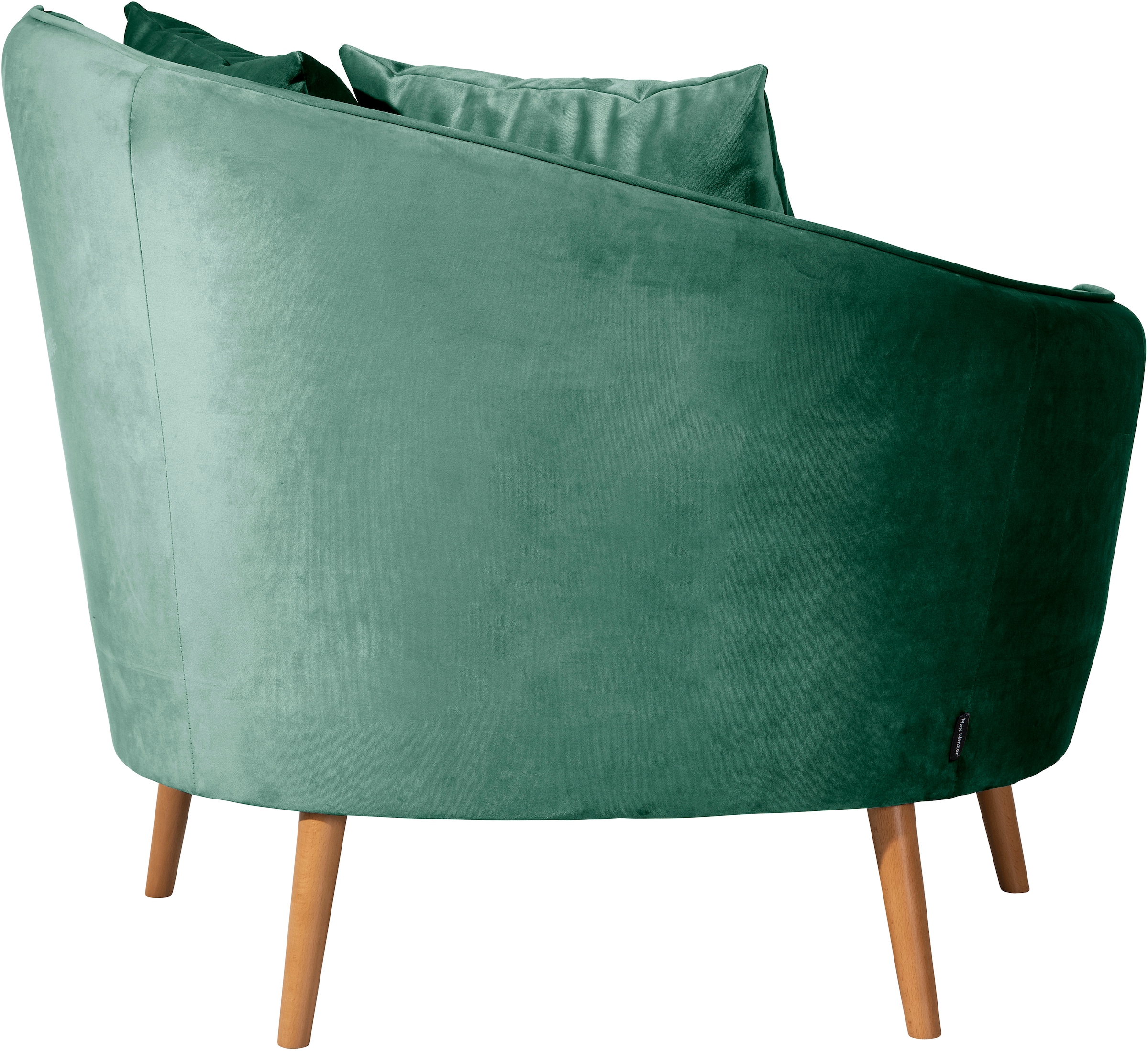 Max Winzer® Loungesessel »Mirandas, handgefertigter Sessel, Polstersessel, Sofamuschel«, hochwertige Verarbeitung, aus weichem Samtvelours, inkl. Zierkissen